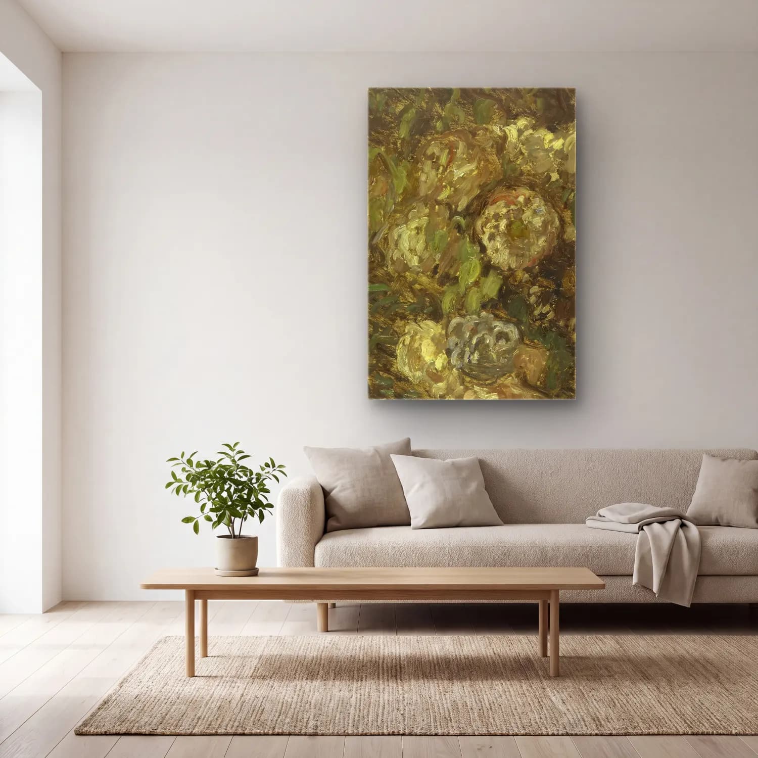 Claude Monet – Bloemen cam tablo — açık renk salonda