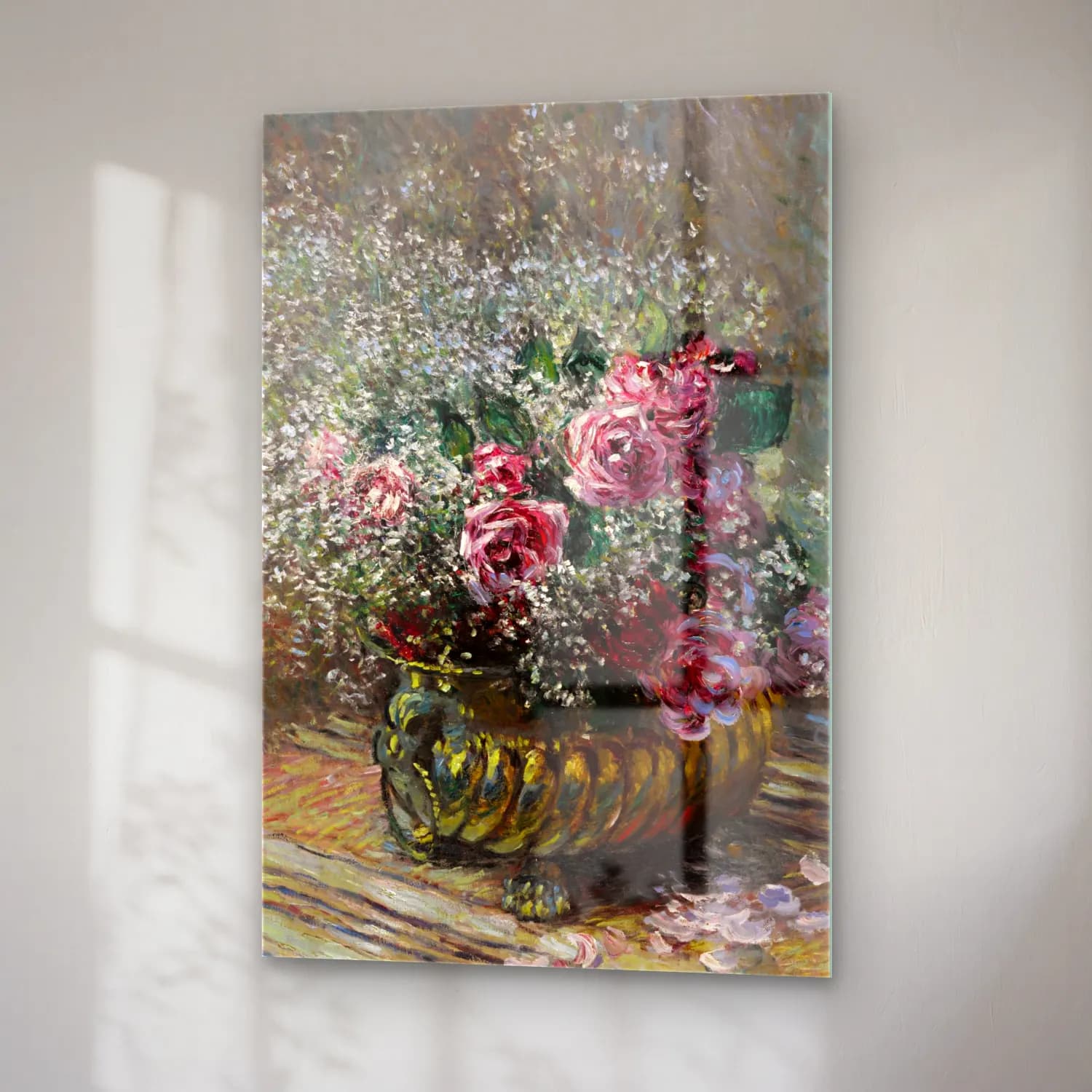 Claude Monet – Fleurs dans un pot (Roses et brouillard) cam tablo — sağ açıdan görünüm