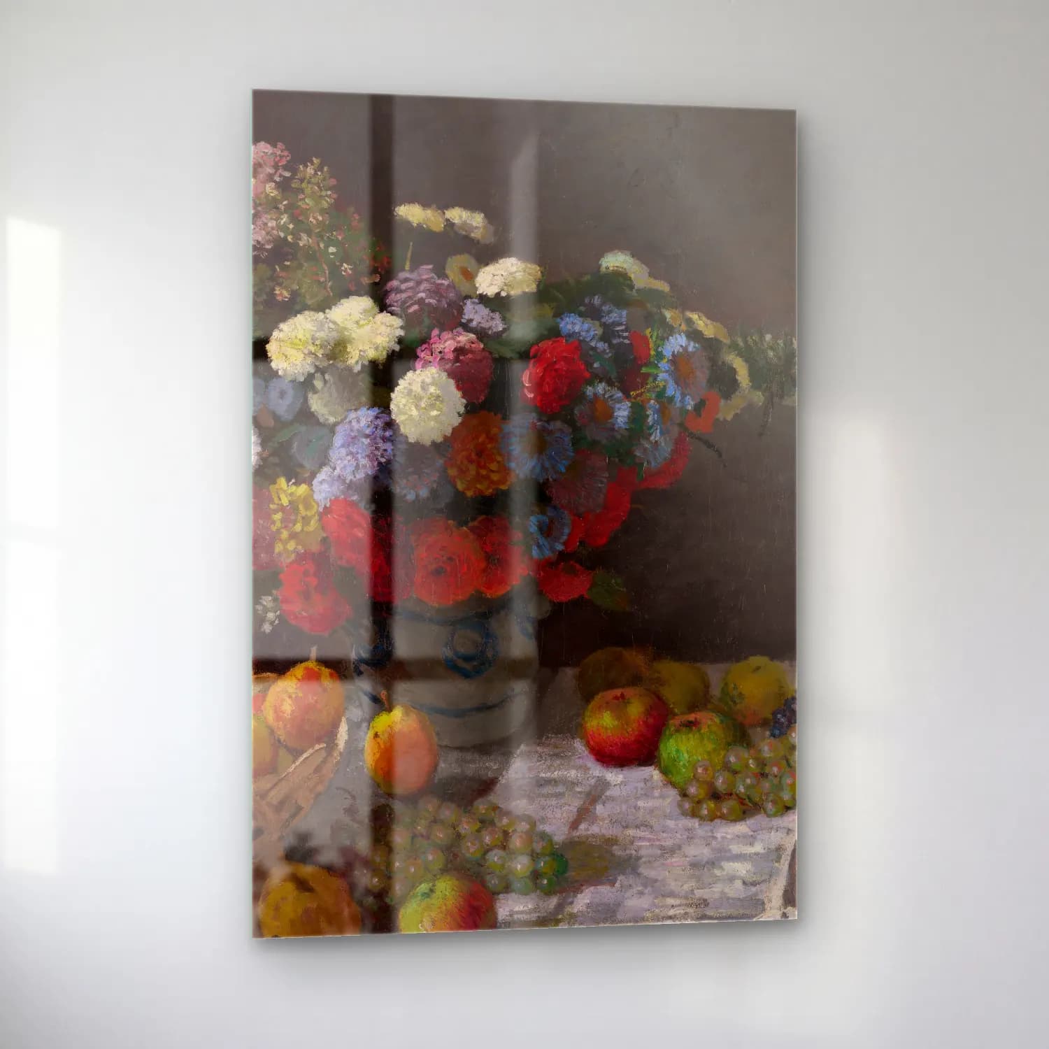Claude Monet – Still Life with Flowers and Fruit cam tablo — sol açıdan görünüm