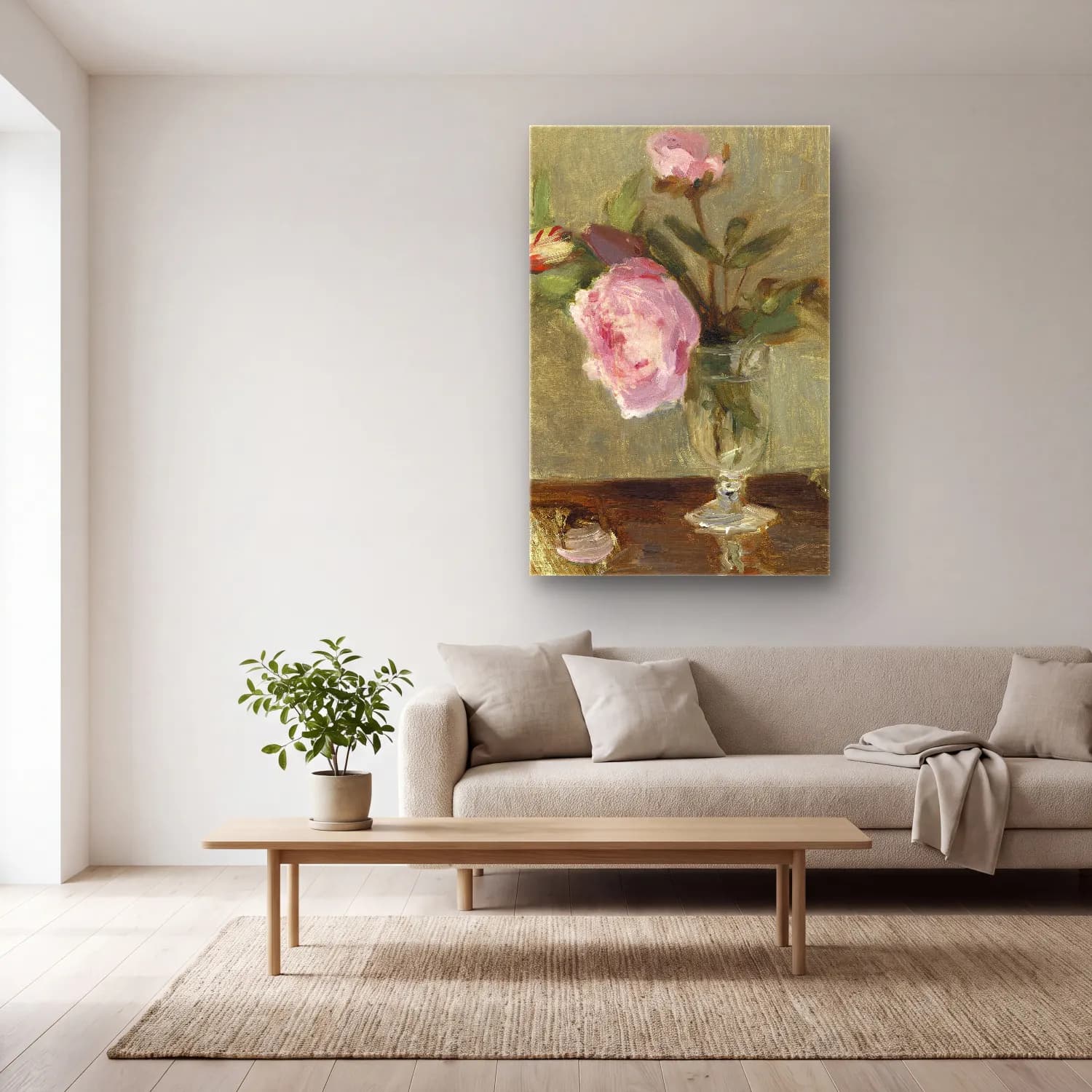 Berthe Morisot – Peonies cam tablo — açık renk salonda