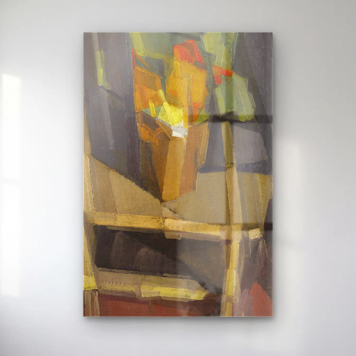 Georges Valmier – Nature morte sur une table – Sarı Tonlar cam tablo — Georges Valmier – Nature morte sur une table – Sarı Tonlar — modern soyut vazo