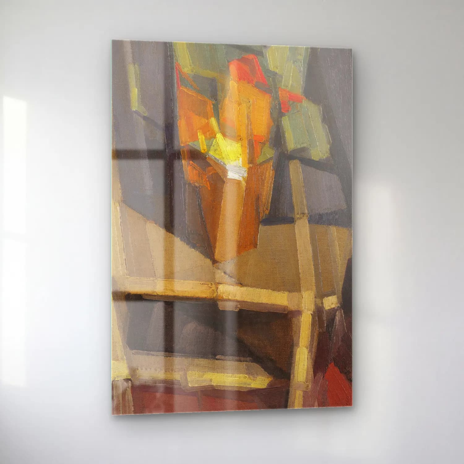 Georges Valmier – Nature morte sur une table – Sarı Tonlar cam tablo — sol açıdan görünüm