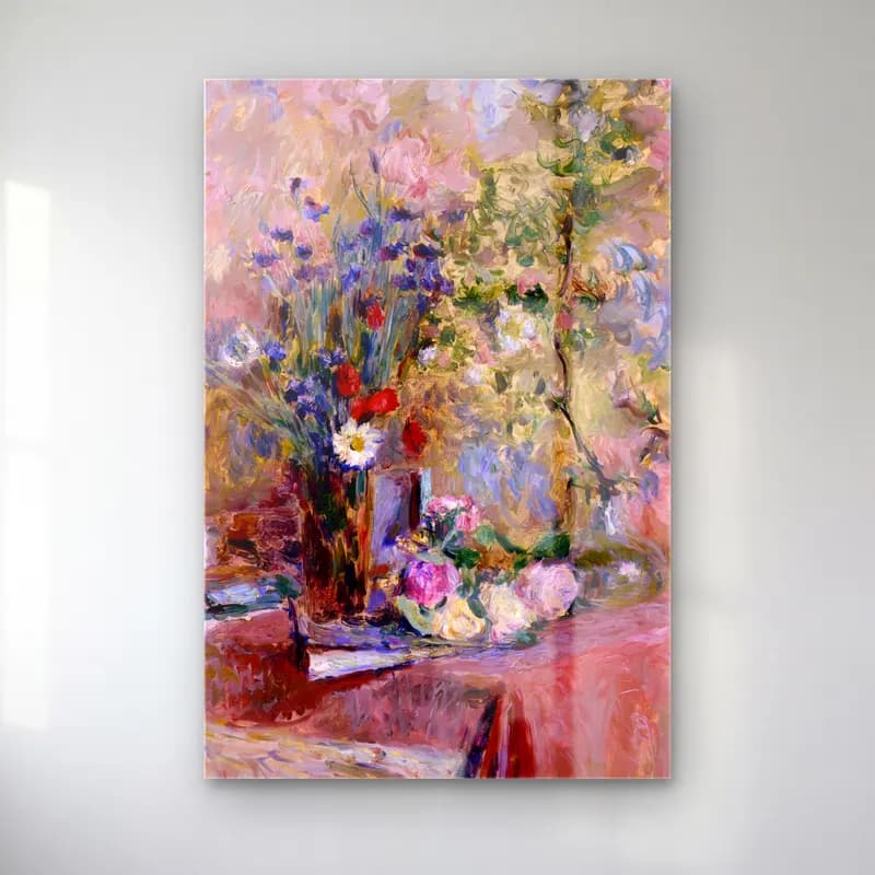 Édouard Vuillard – Vazoda Çiçek Buketi cam tablo — Édouard Vuillard – Vazoda Çiçek Buketi — empresyonist vazoda çiçek buketi