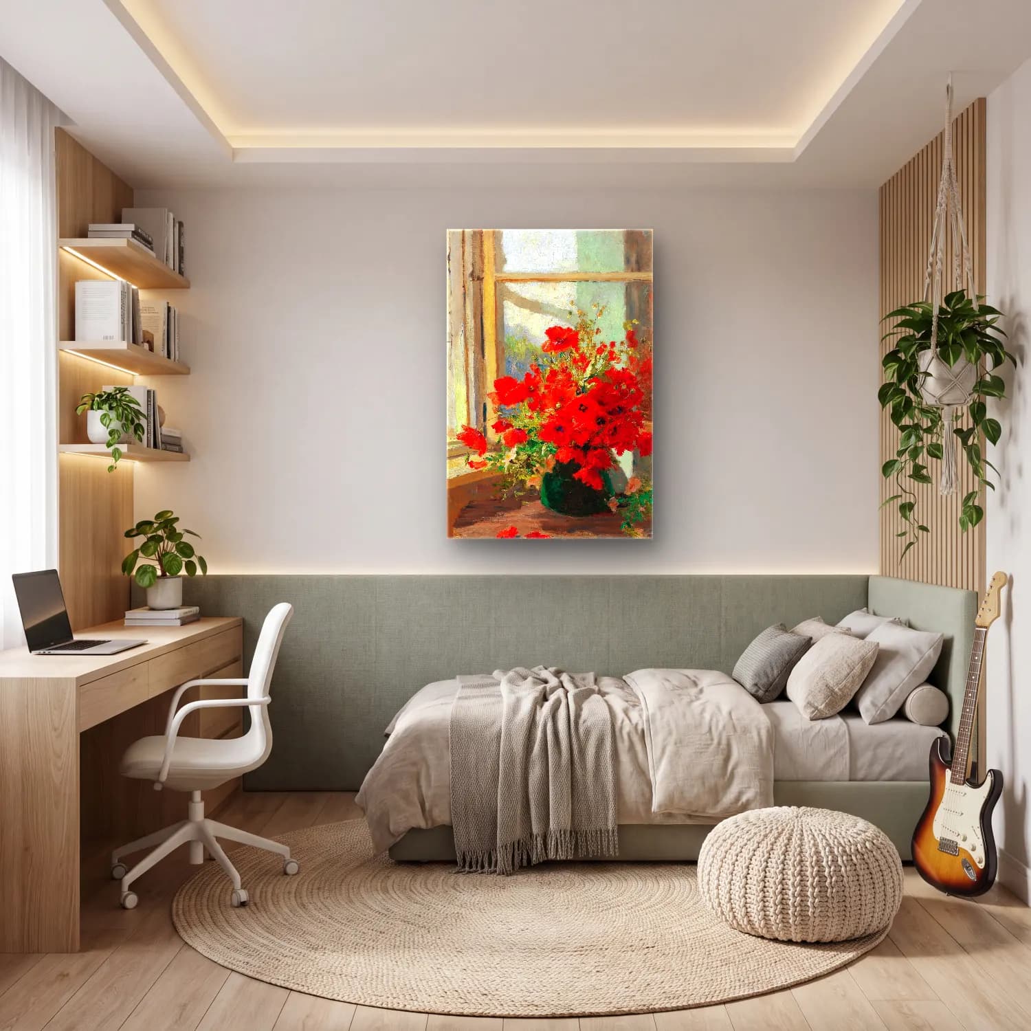Olga Wisinger-Florian – A bouquet of poppies by the window cam tablo — genç odasında