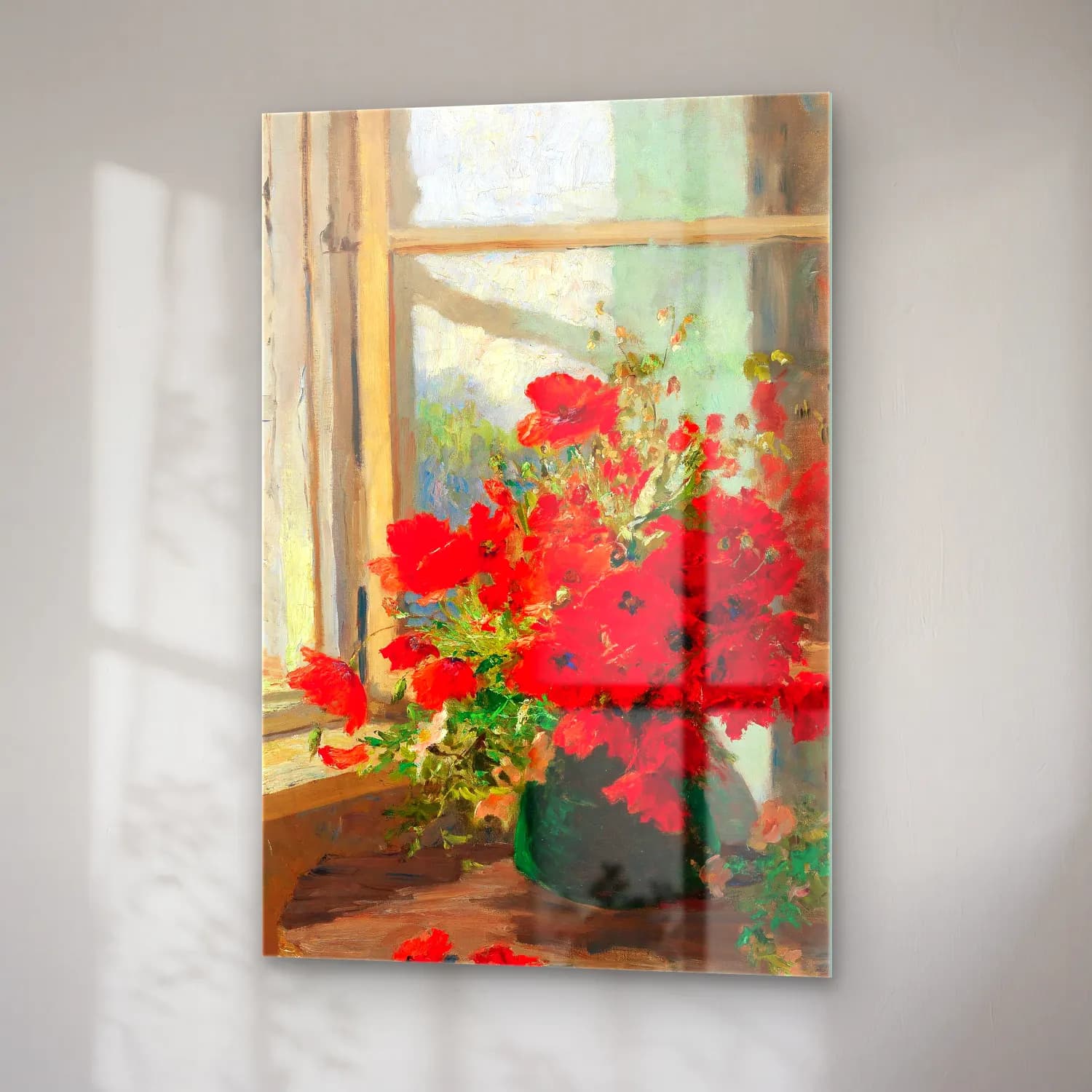 Olga Wisinger-Florian – A bouquet of poppies by the window cam tablo — sağ açıdan görünüm