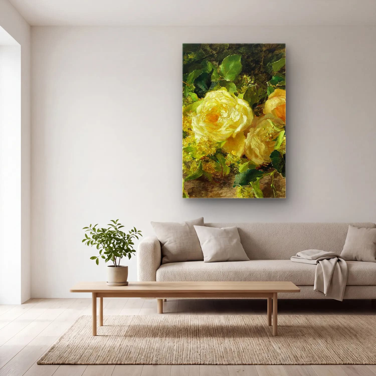 Olga Wisinger-Florian – A bouquet of roses cam tablo — açık renk salonda