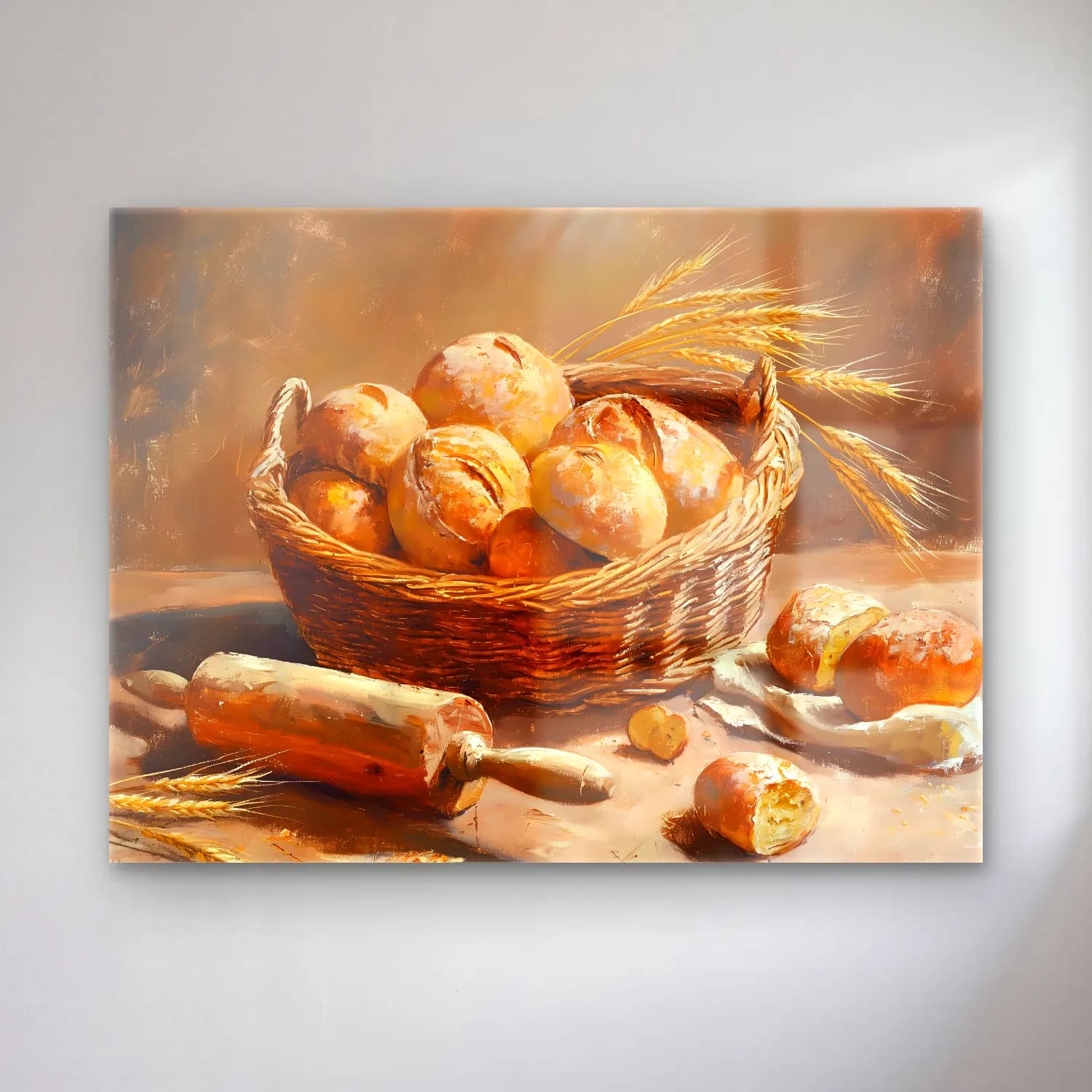 Yağlı Boya Ekmek ve Pastalar – Pastel Tonlar cam tablo — Yağlı Boya Ekmek ve Pastalar – Pastel Tonlar — yağlı boya ekmek ve pastalar