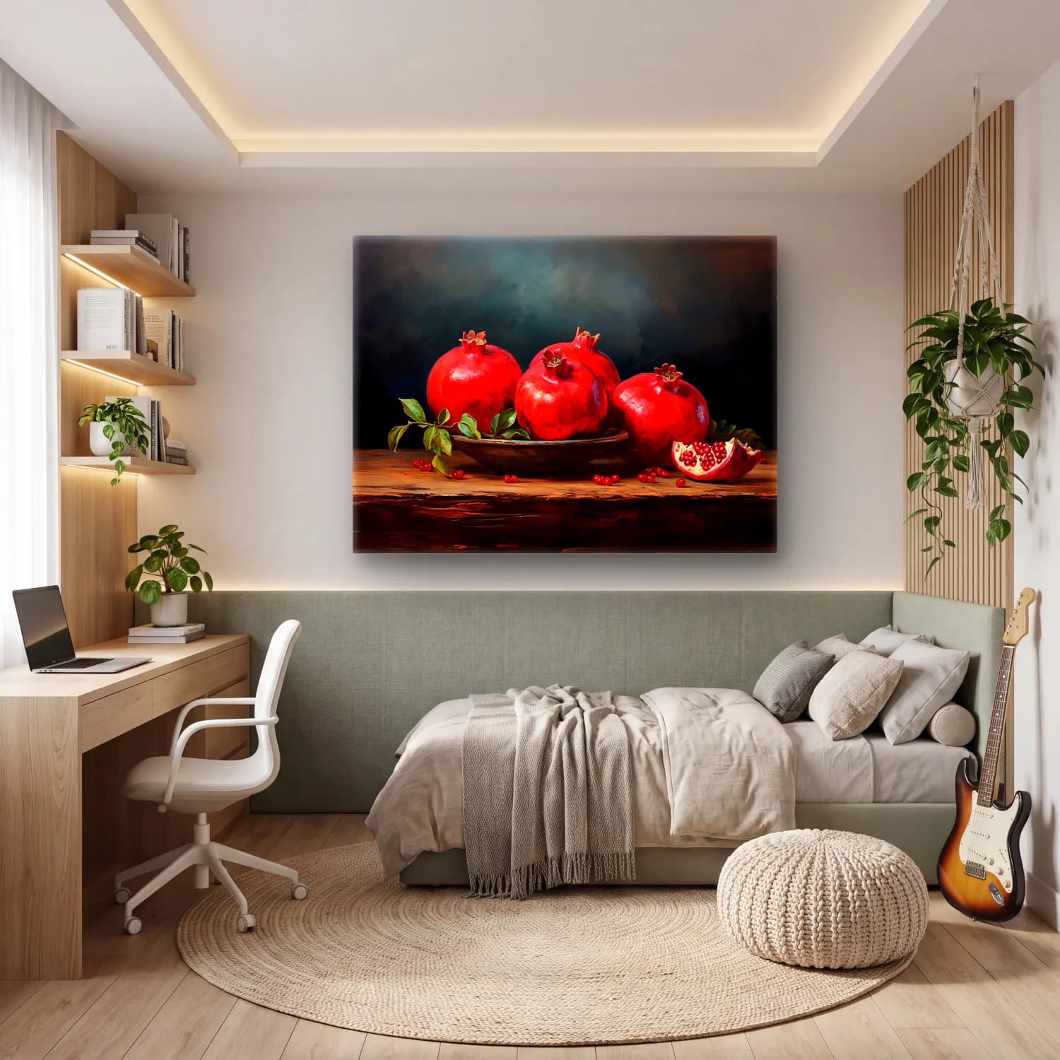 Yağlı Boya Nar cam tablo — genç odasında