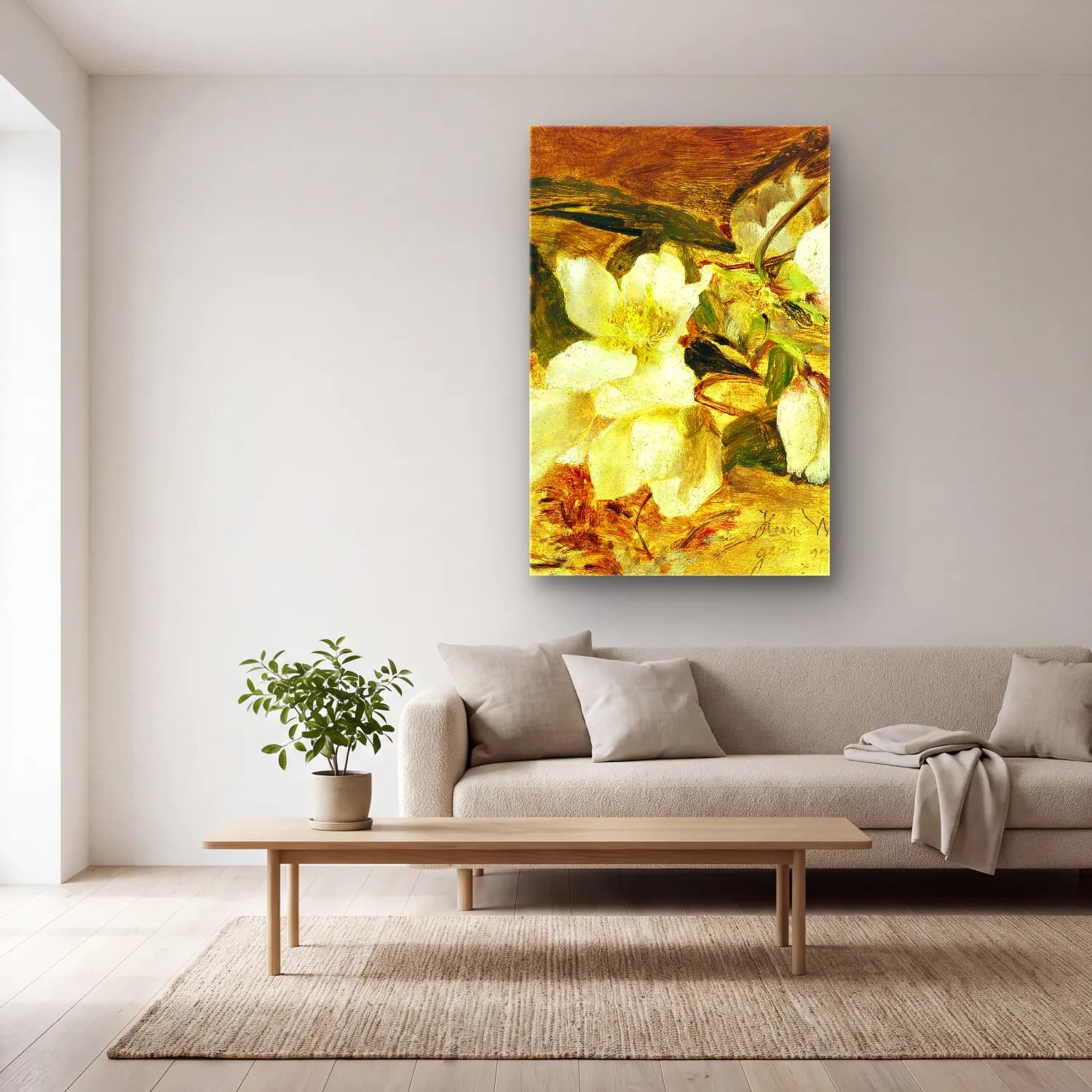 Olga Wisinger-Florian – Black hellebore cam tablo — açık renk salonda