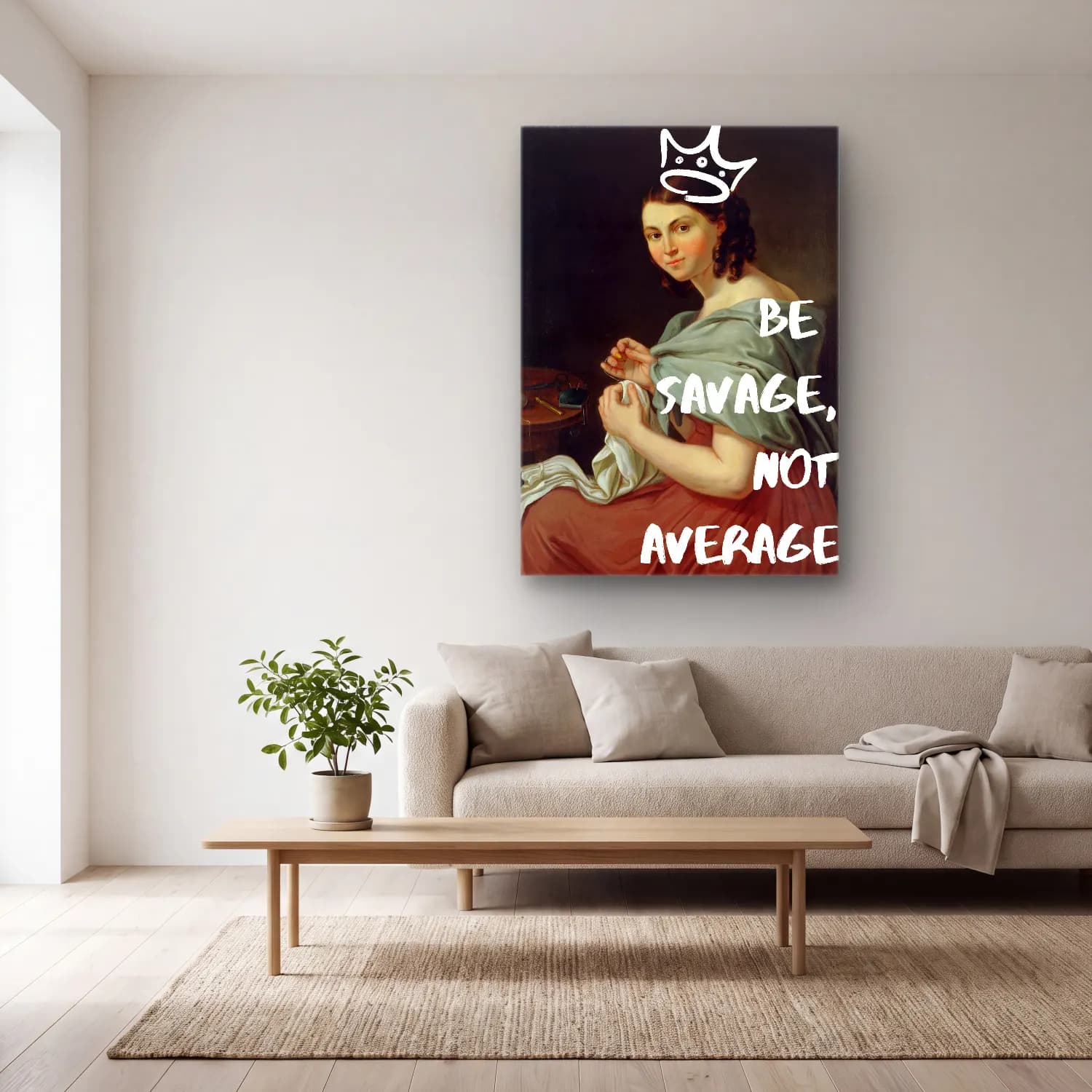Vintage Poster Kadın Portresi No. 7 cam tablo — açık renk salonda