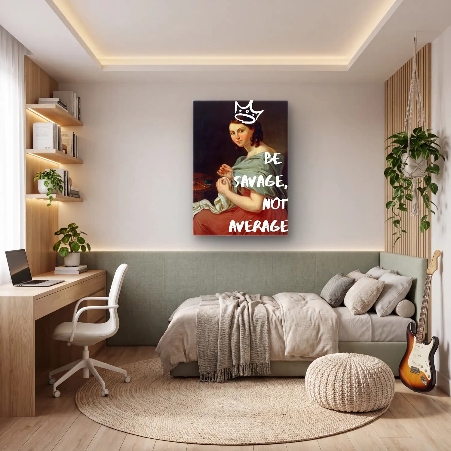 Vintage Poster Kadın Portresi No. 7 cam tablo — genç odasında