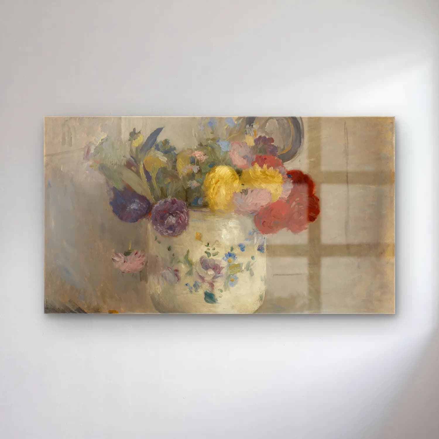 Berthe Morisot – Dahlias cam tablo — Berthe Morisot – Dahlias — empresyonist vazoda çiçek buketi