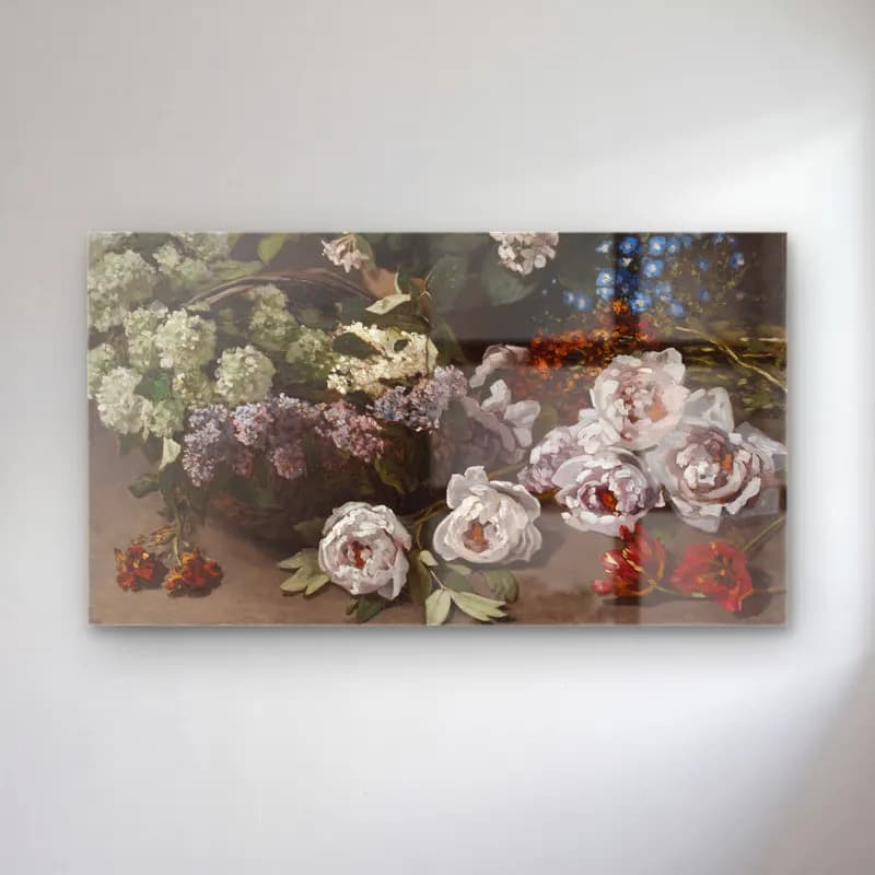 Claude Monet – Spring Flowers – Siyah Beyaz Tonlar cam tablo — Claude Monet – Spring Flowers – Siyah Beyaz Tonlar — empresyonist çiçek bahçesi