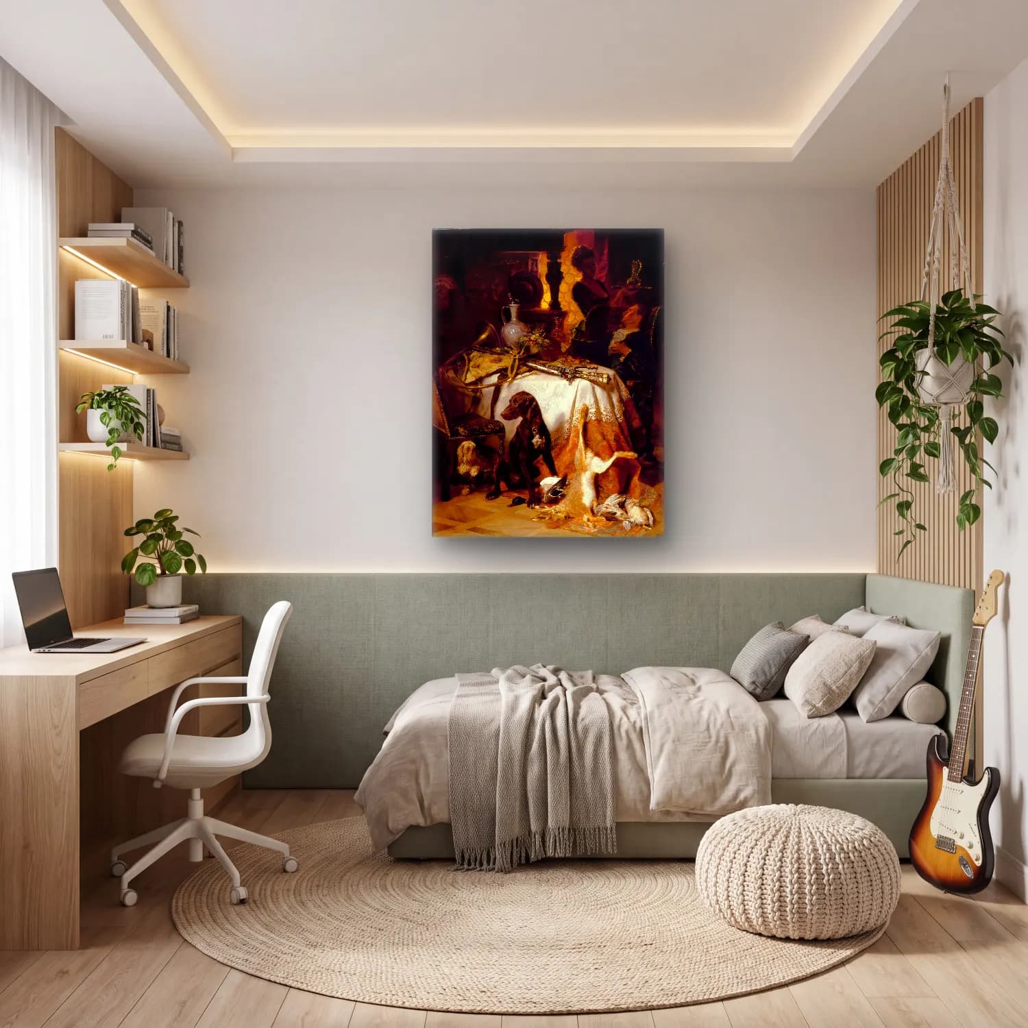 Yağlı Boya Köpek No. 10 cam tablo — genç odasında