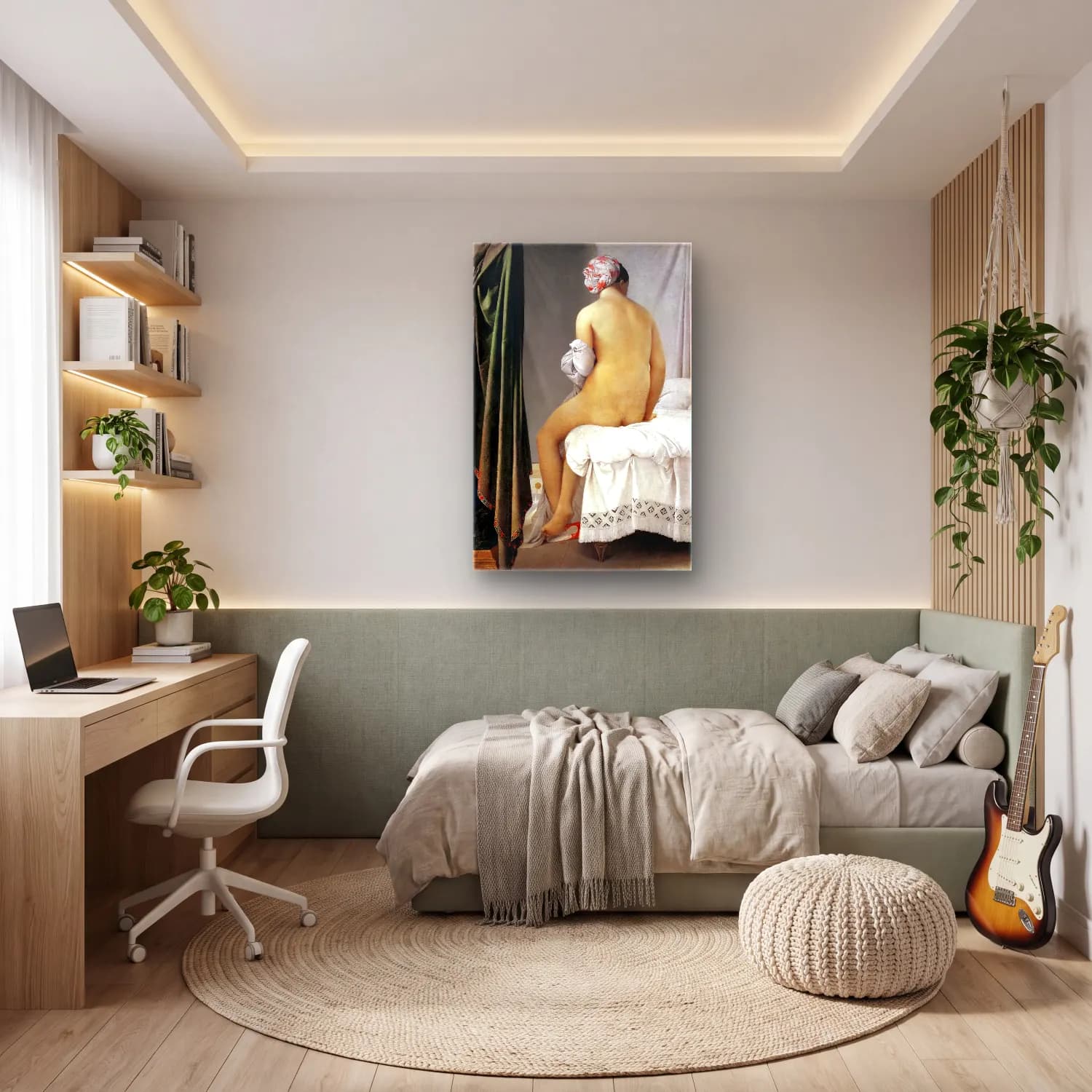 Yağlı Boya Figür Çalışması No. 7 cam tablo — genç odasında