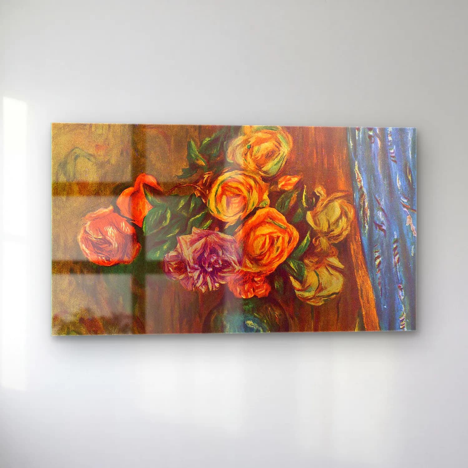 Pierre-Auguste Renoir – Still life Roses cam tablo — sol açıdan görünüm