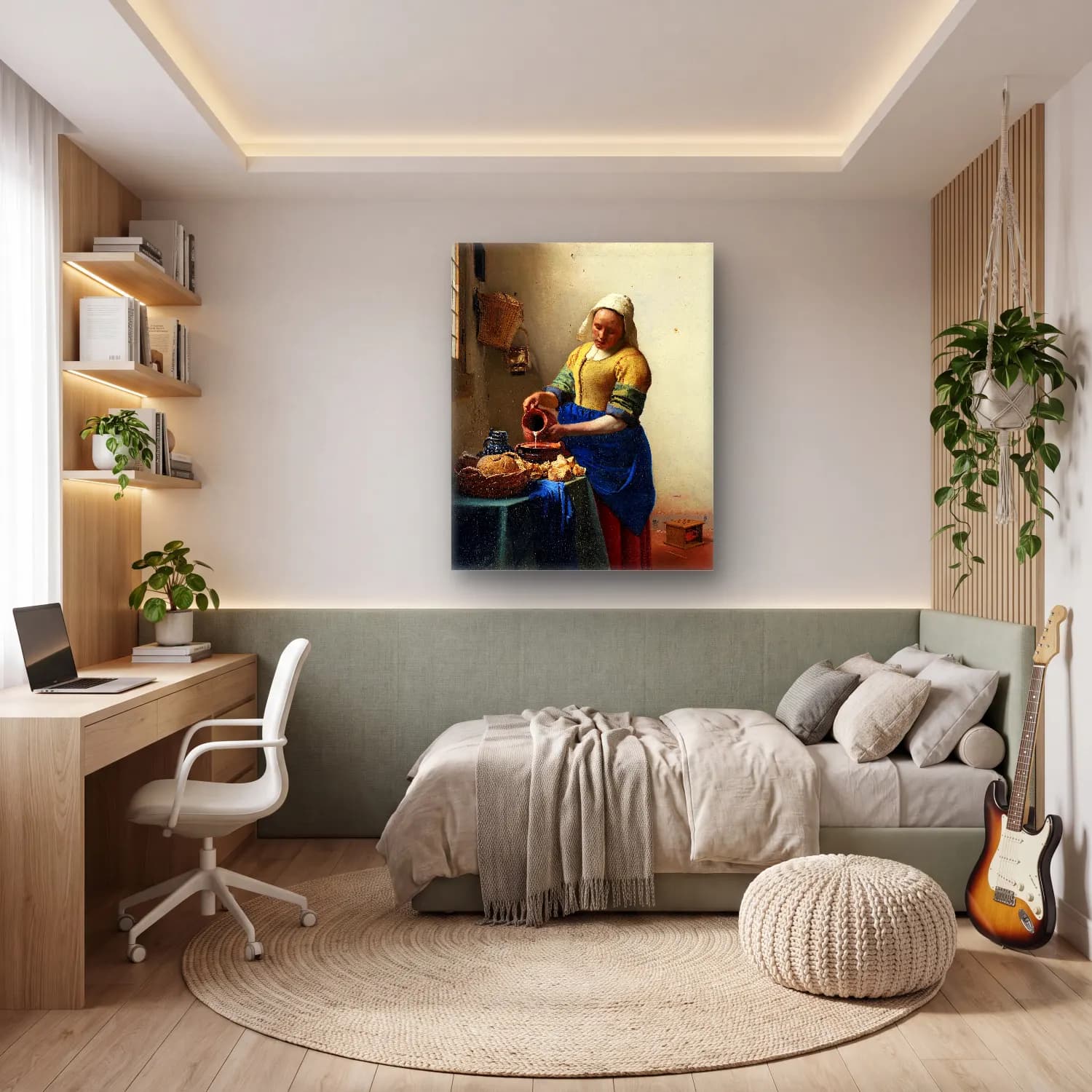Yağlı Boya Ekmek ve Pastalar – Mavi Tonlar cam tablo — genç odasında