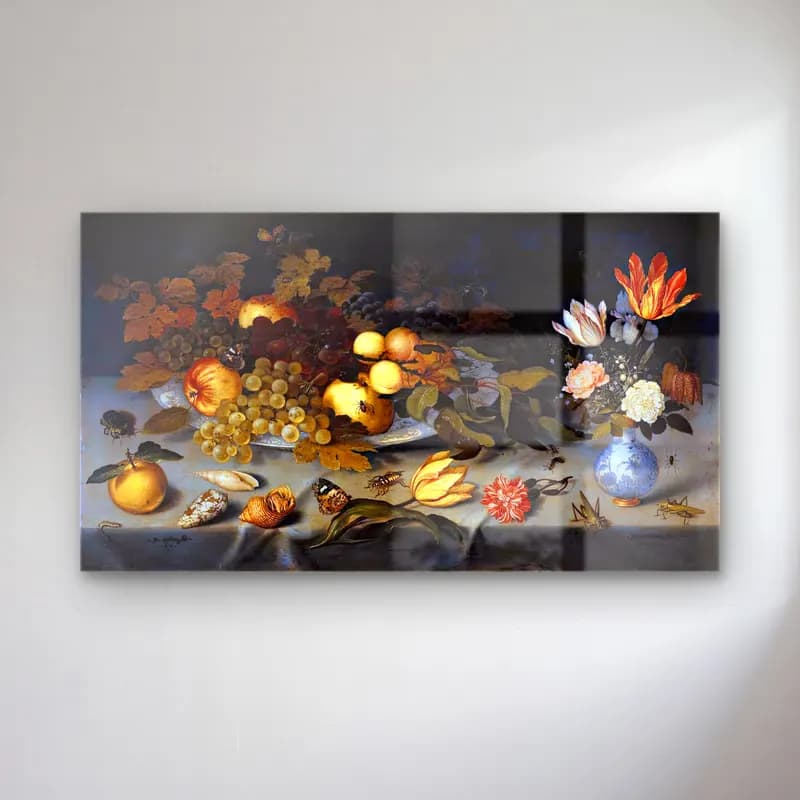 Balthasar van der Ast – Flowers and Fruit cam tablo — Balthasar van der Ast – Flowers and Fruit — botanik i̇llüstrasyon meyveli natürmort