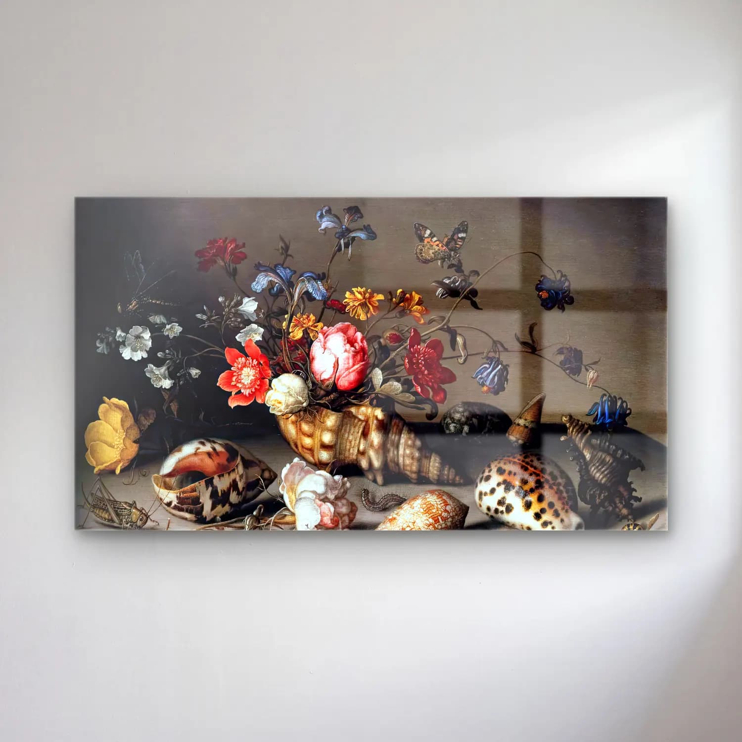 Balthasar van der Ast – Still-Life of Flowers, Shells, and Insects cam tablo — Balthasar van der Ast – Still-Life of Flowers, Shells, and Insects — botanik i̇llüstrasyon vazo