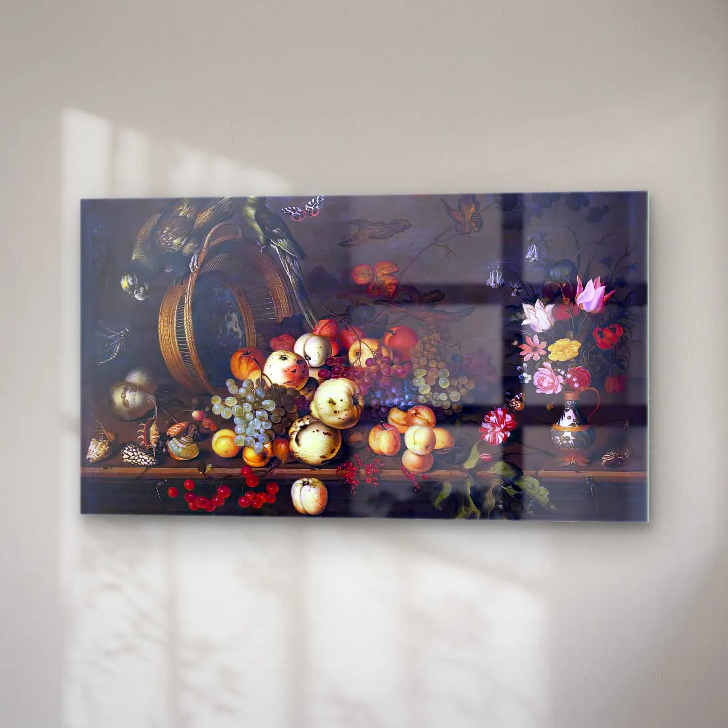 Balthasar van der Ast – Still-Life with Fruits, Shells and Insects cam tablo — sağ açıdan görünüm