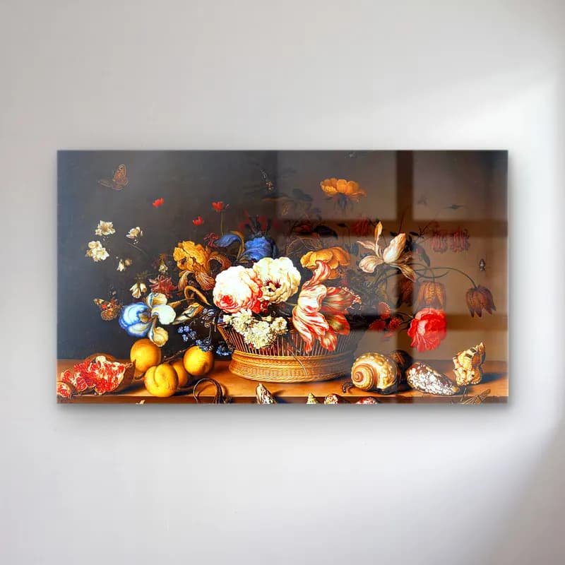 Balthasar van der Ast – Still-Life with a Basket of Flowers cam tablo — Balthasar van der Ast – Still-Life with a Basket of Flowers — botanik i̇llüstrasyon çiçek pazarı