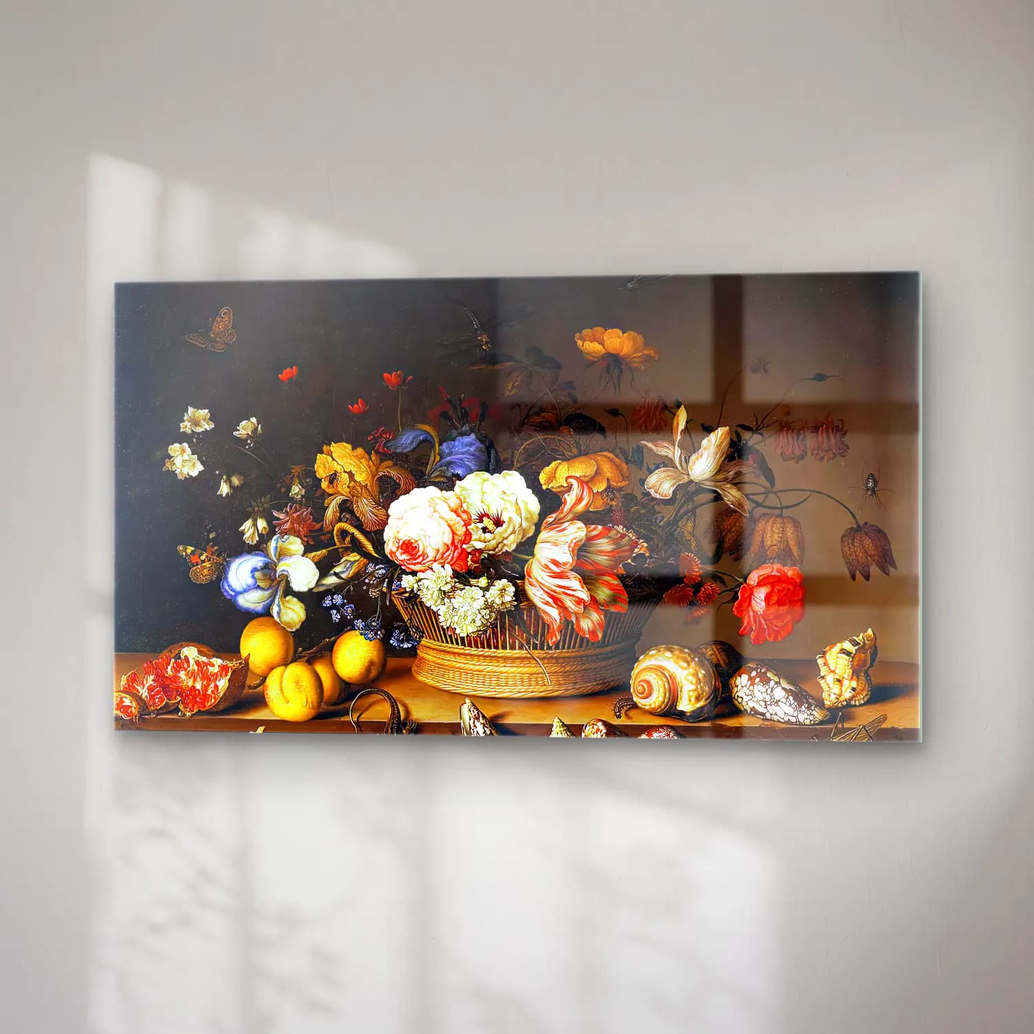 Balthasar van der Ast – Still-Life with a Basket of Flowers cam tablo — sağ açıdan görünüm