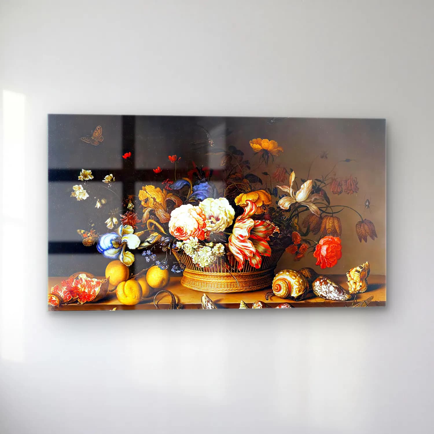 Balthasar van der Ast – Still-Life with a Basket of Flowers cam tablo — sol açıdan görünüm