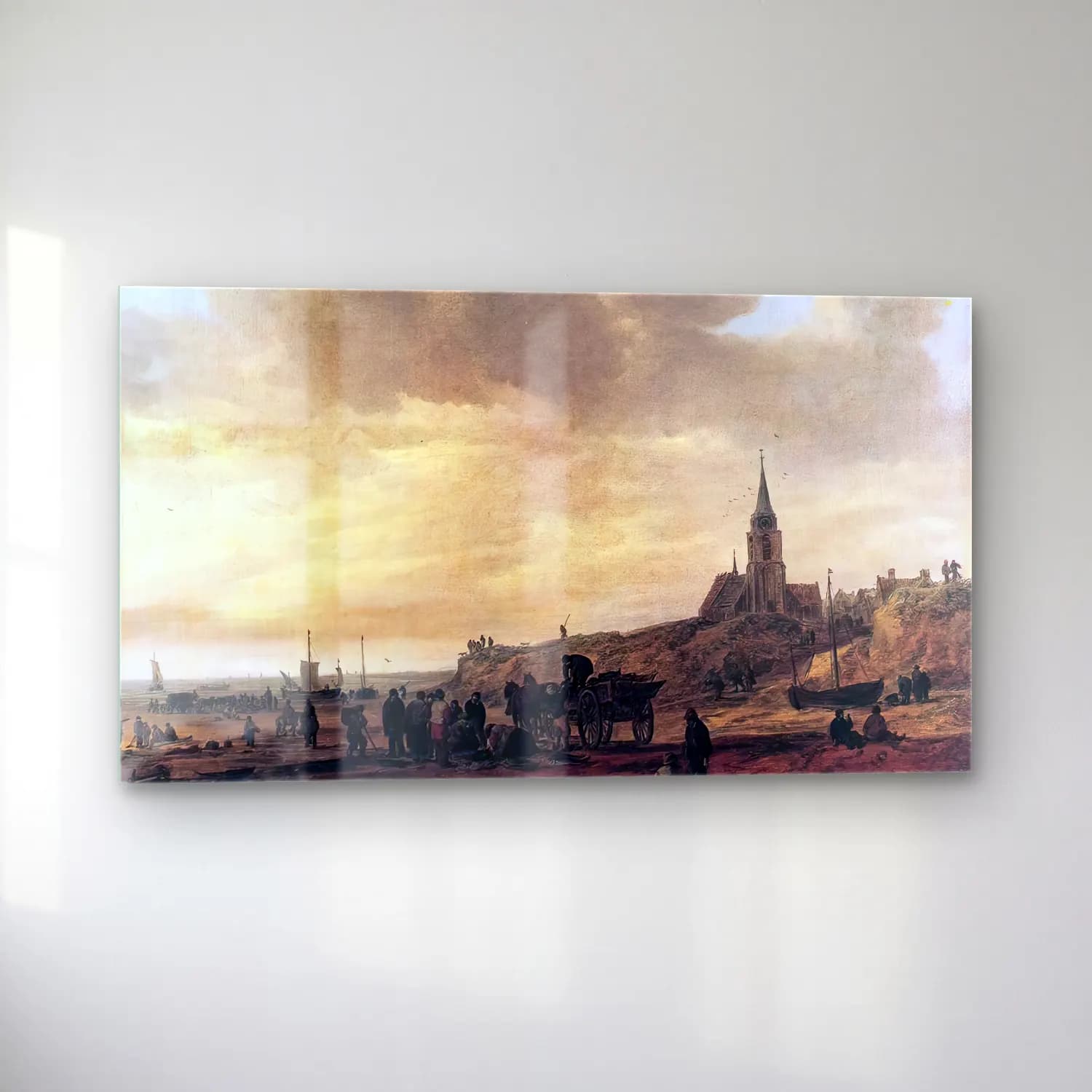 Jan van Goyen – Beach at Scheveningen cam tablo — sol açıdan görünüm