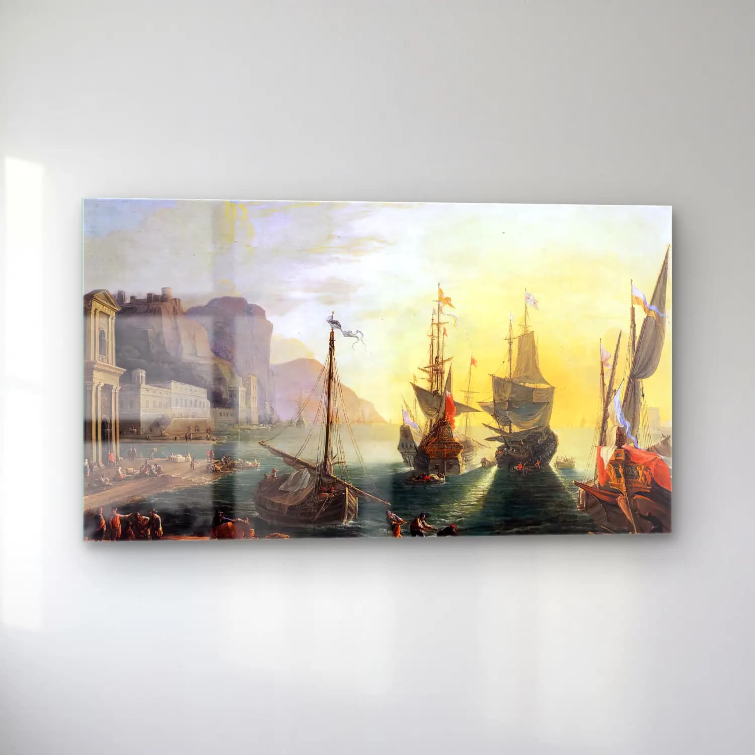 Adrien Manglard – View of a Southern Port cam tablo — sol açıdan görünüm