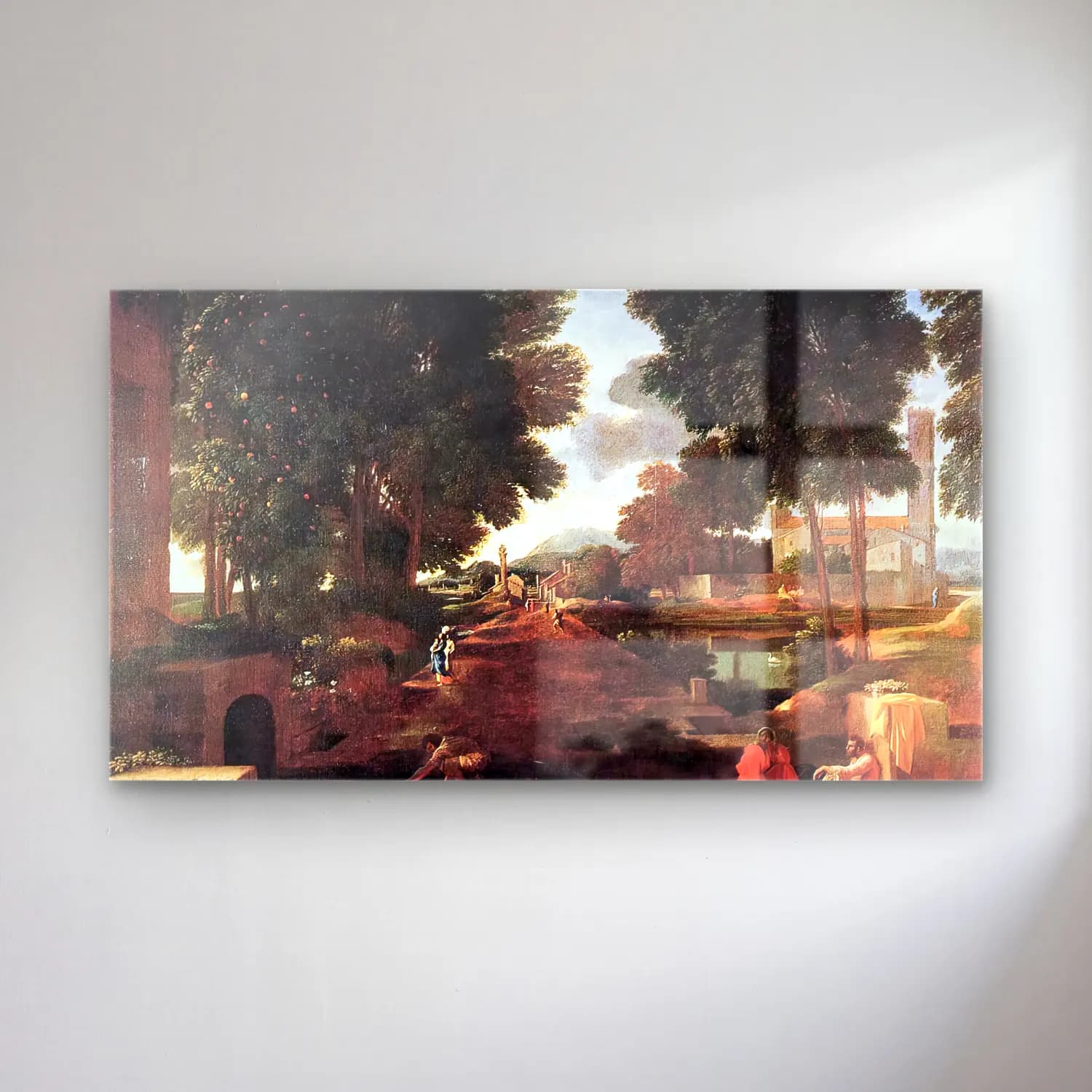 Nicolas Poussin – A Roman Road cam tablo — Nicolas Poussin – A Roman Road — yağlı boya kırda nehir