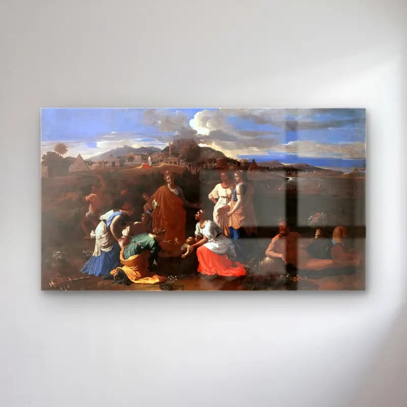 Nicolas Poussin – Finding of Moses II cam tablo — Nicolas Poussin – Finding of Moses II — yağlı boya dini sahne