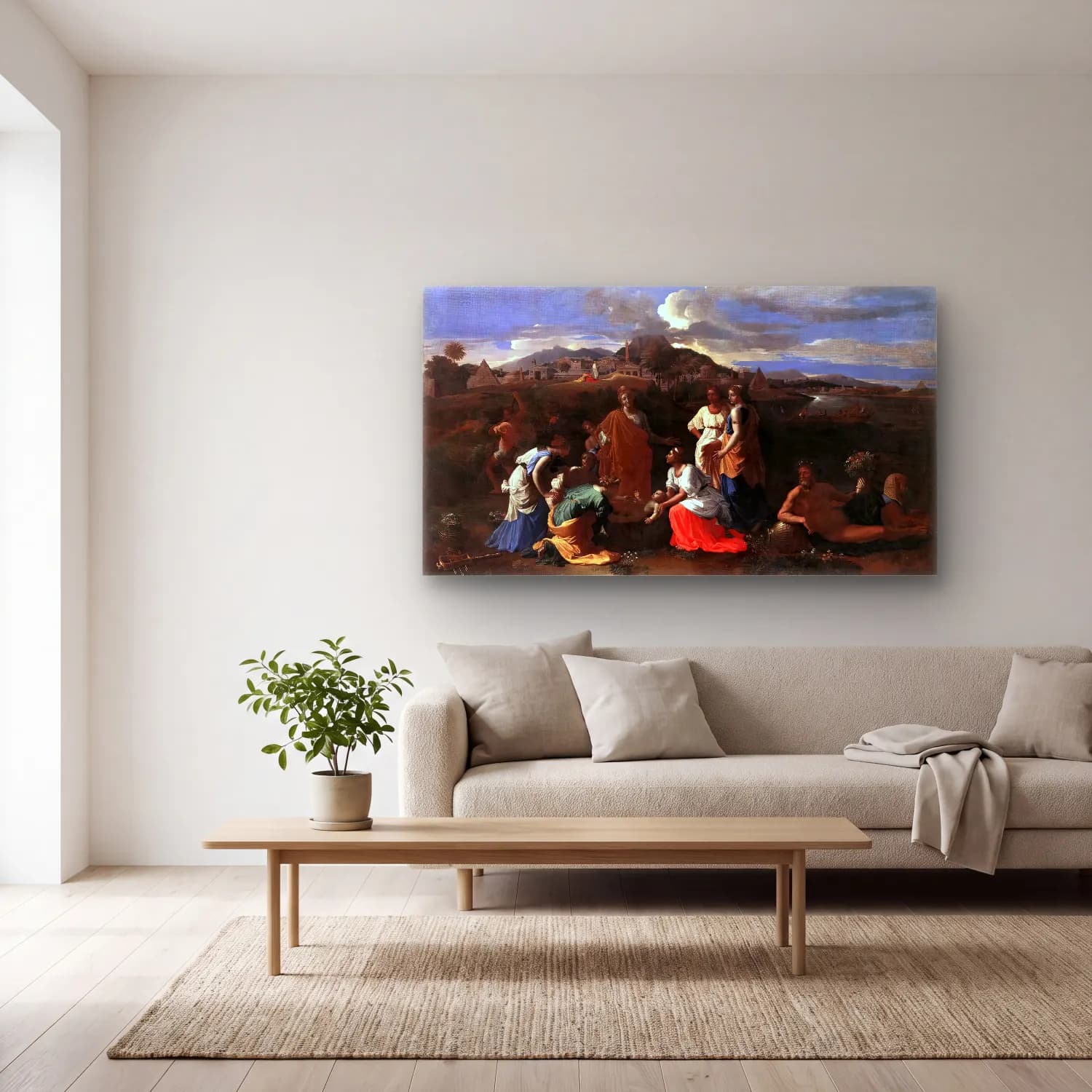 Nicolas Poussin – Finding of Moses II cam tablo — açık renk salonda