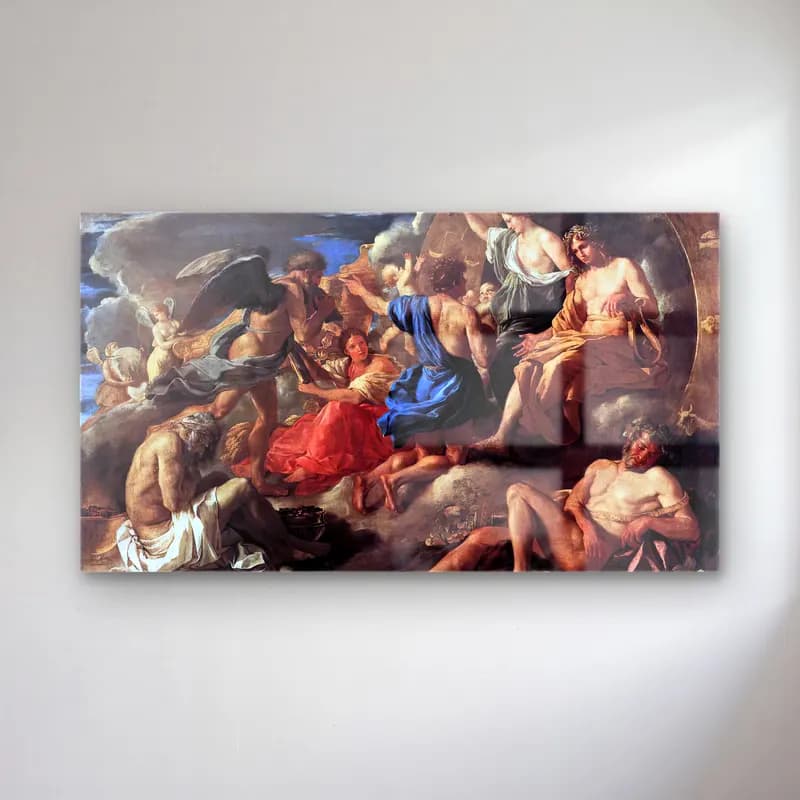 Nicolas Poussin – Helios and Phaethon with Saturn and the Four Seasons cam tablo — Nicolas Poussin – Helios and Phaethon with Saturn and the Four Seasons — yağlı boya mitolojik sahne