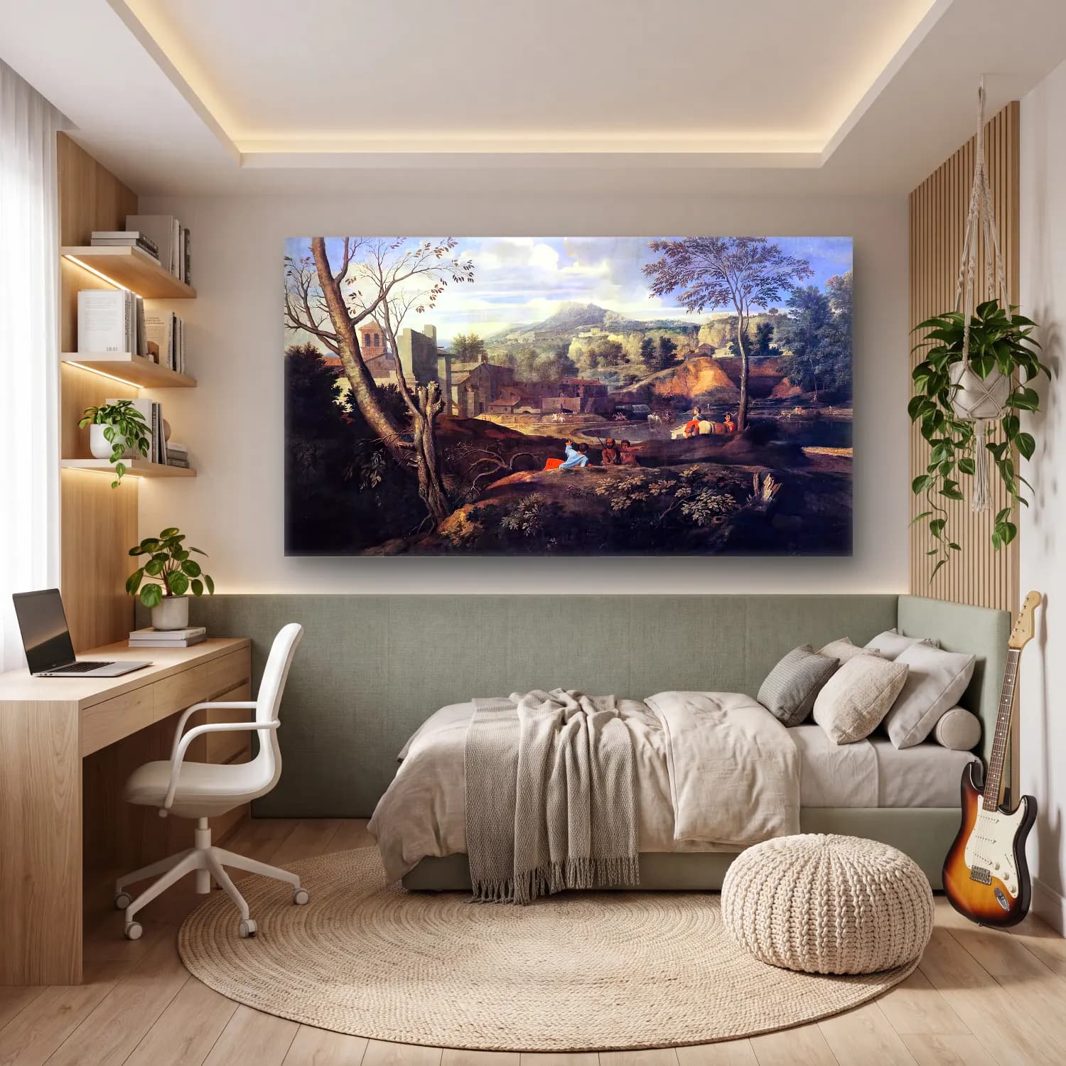 Nicolas Poussin – Ideal Landscape cam tablo — genç odasında