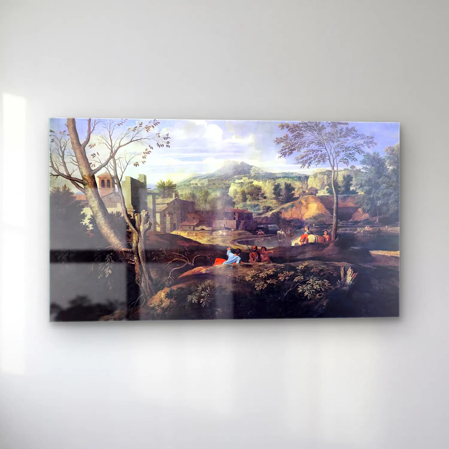 Nicolas Poussin – Ideal Landscape cam tablo — sol açıdan görünüm