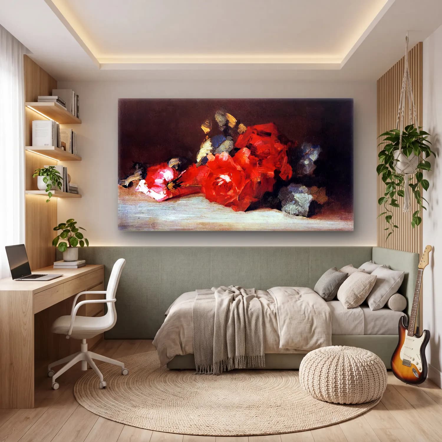 Károly Ferenczy – Cut Roses cam tablo — genç odasında