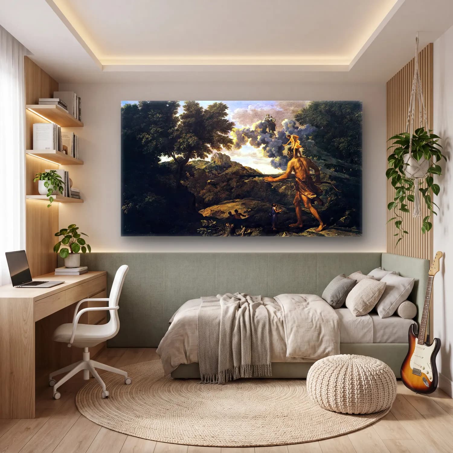Nicolas Poussin – Landscape with Diana and Orion cam tablo — genç odasında