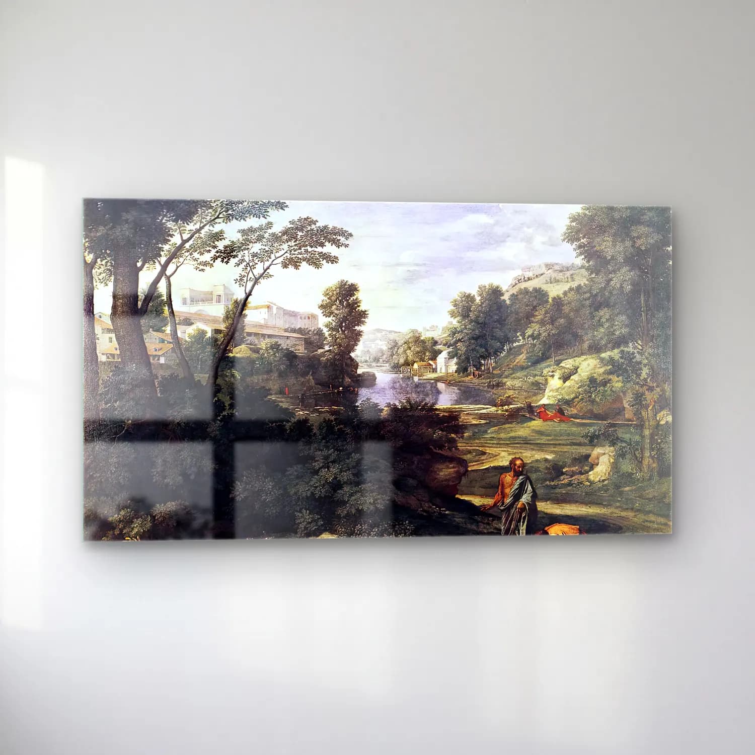 Nicolas Poussin – Landscape with Diogenes cam tablo — sol açıdan görünüm