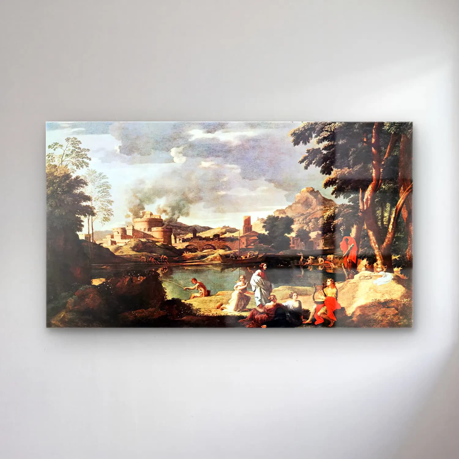 Nicolas Poussin – Landscape with Orpheus and Euridice cam tablo — Nicolas Poussin – Landscape with Orpheus and Euridice — yağlı boya dini sahne