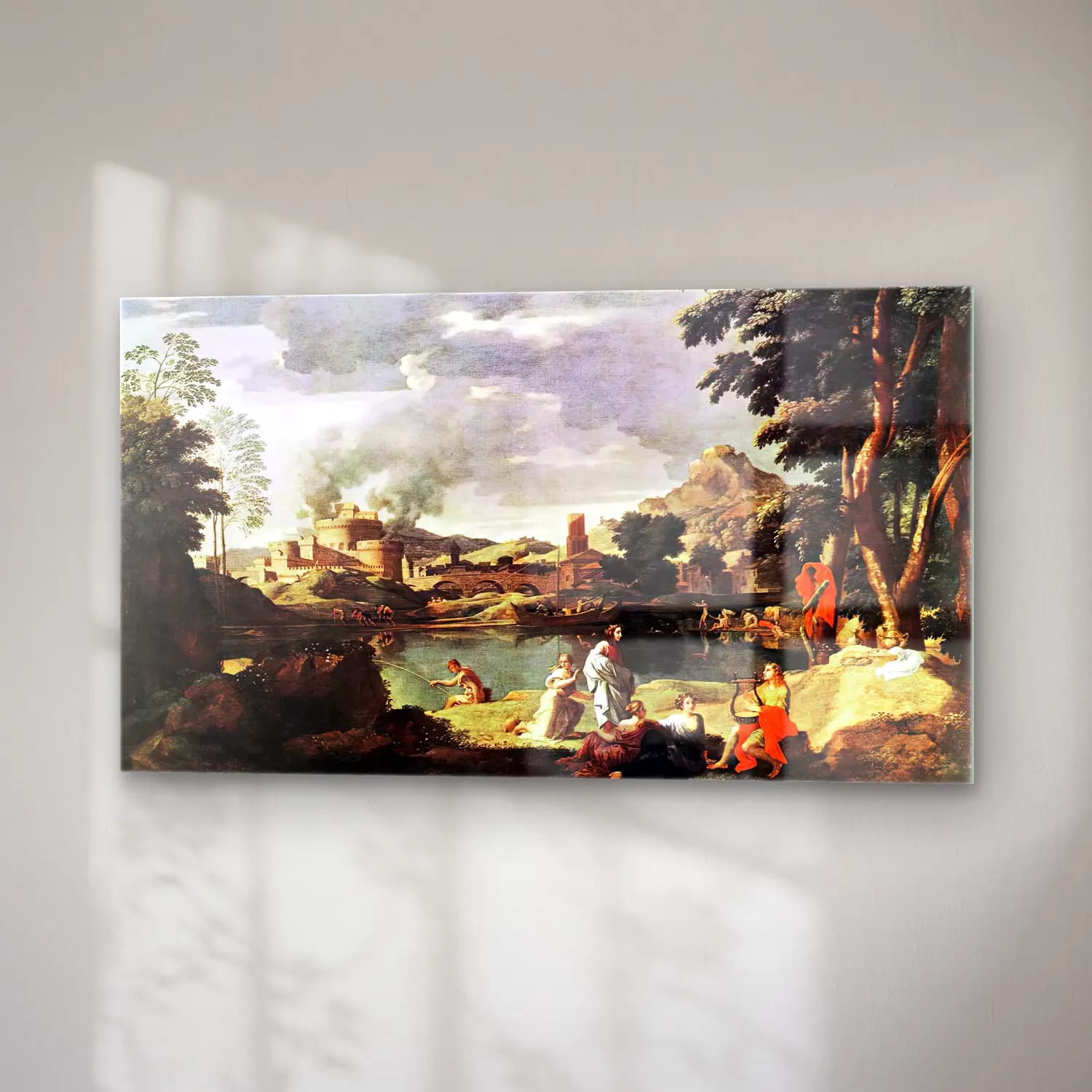 Nicolas Poussin – Landscape with Orpheus and Euridice cam tablo — sağ açıdan görünüm