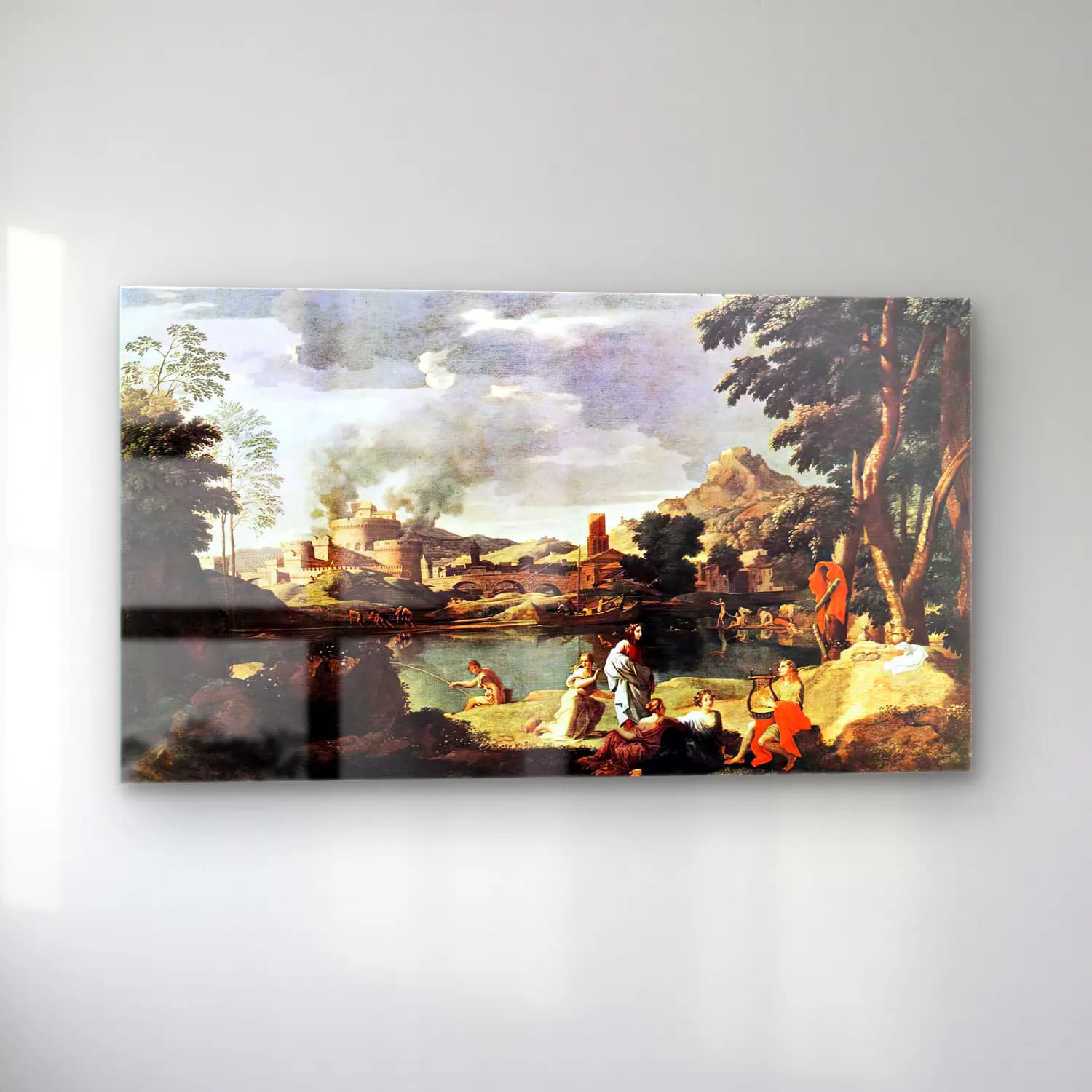 Nicolas Poussin – Landscape with Orpheus and Euridice cam tablo — sol açıdan görünüm
