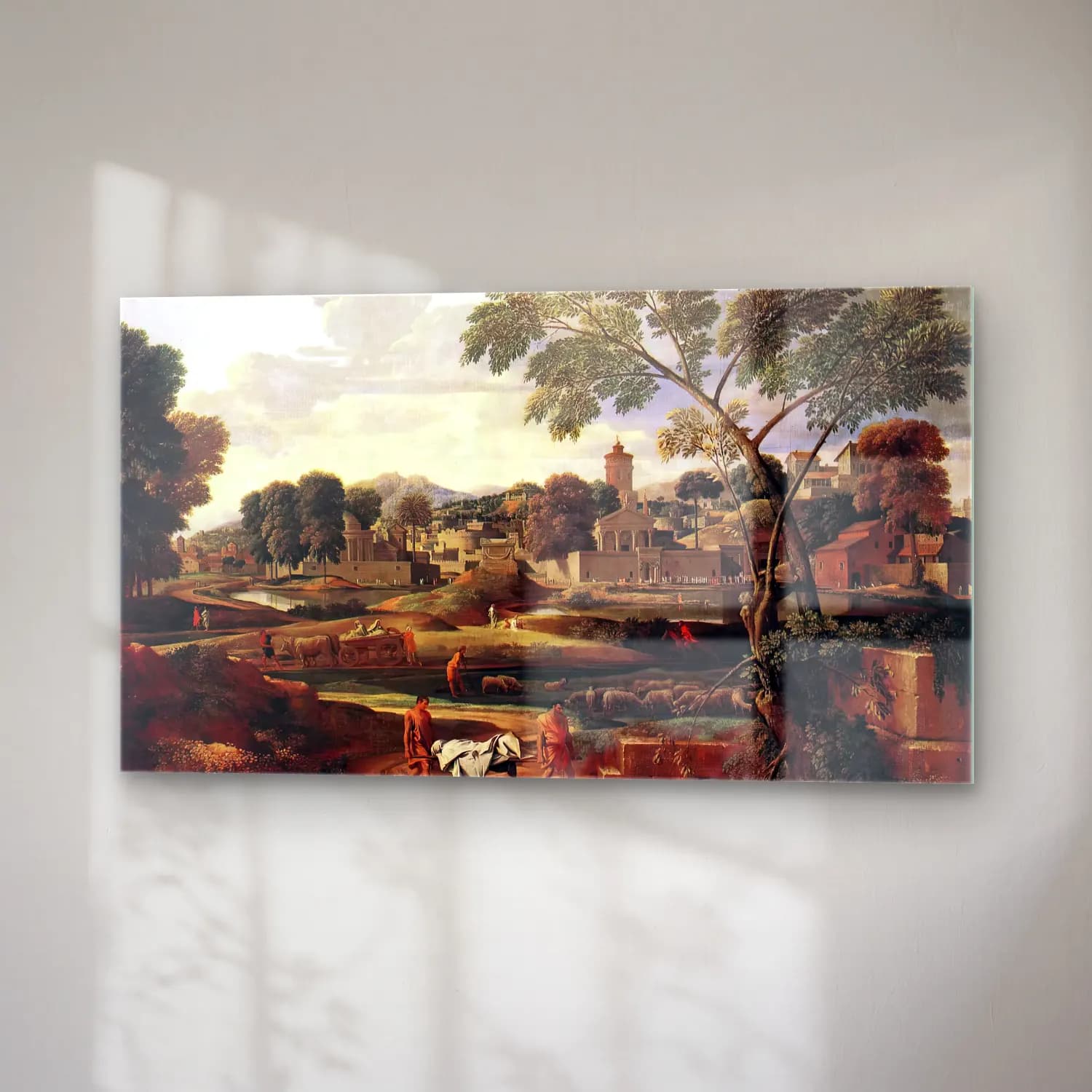 Nicolas Poussin – Landscape with the Funeral of Phocion cam tablo — sağ açıdan görünüm
