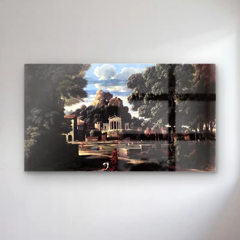 Nicolas Poussin – Landscape with the Gathering of the Ashes of Phocion by his… cam tablo — Nicolas Poussin – Landscape with the Gathering of the Ashes of Phocion by his… — yağlı boya antik kalıntılar