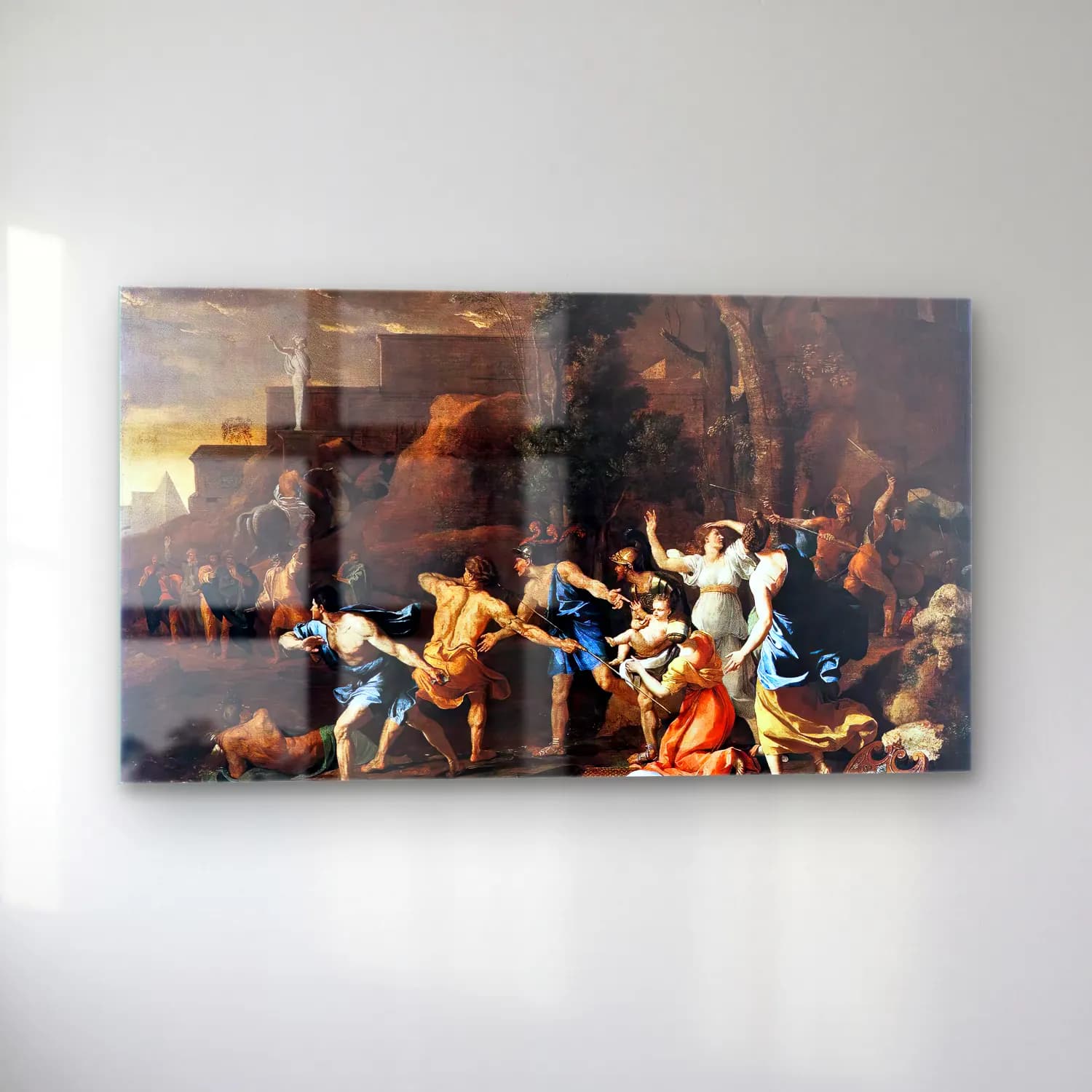 Nicolas Poussin – Rescue of Young King Pyrrhus cam tablo — sol açıdan görünüm