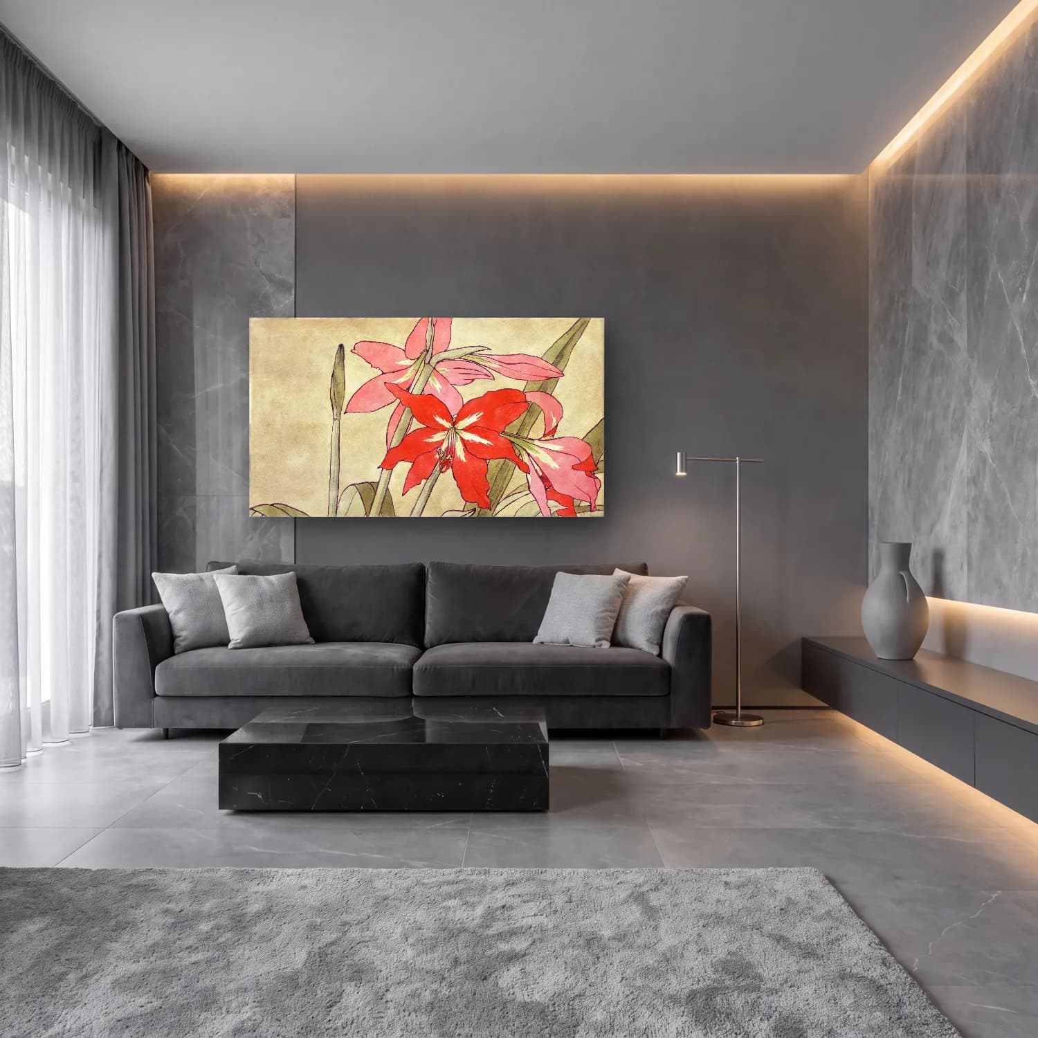 Hannah Borger Overbeck – Amaryllis cam tablo — lüks salon duvarında