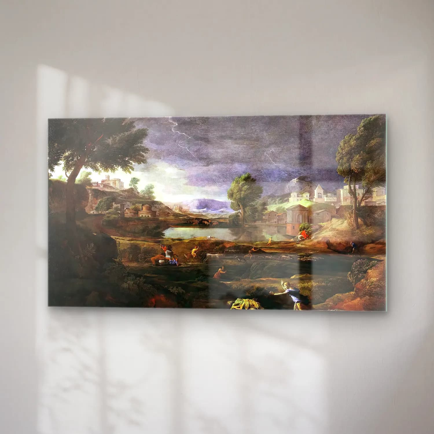 Nicolas Poussin – Stormy Landscape with Pyramus and Thisbe cam tablo — sağ açıdan görünüm