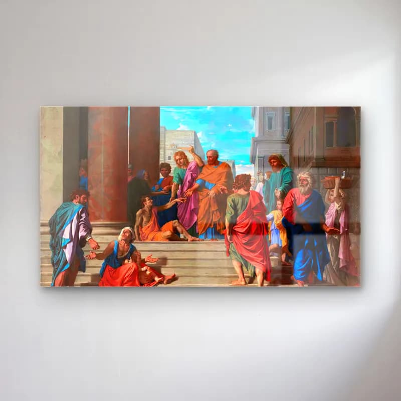 Nicolas Poussin – Sts Peter and John Healing the Lame Man cam tablo — Nicolas Poussin – Sts Peter and John Healing the Lame Man — yağlı boya dini sahne