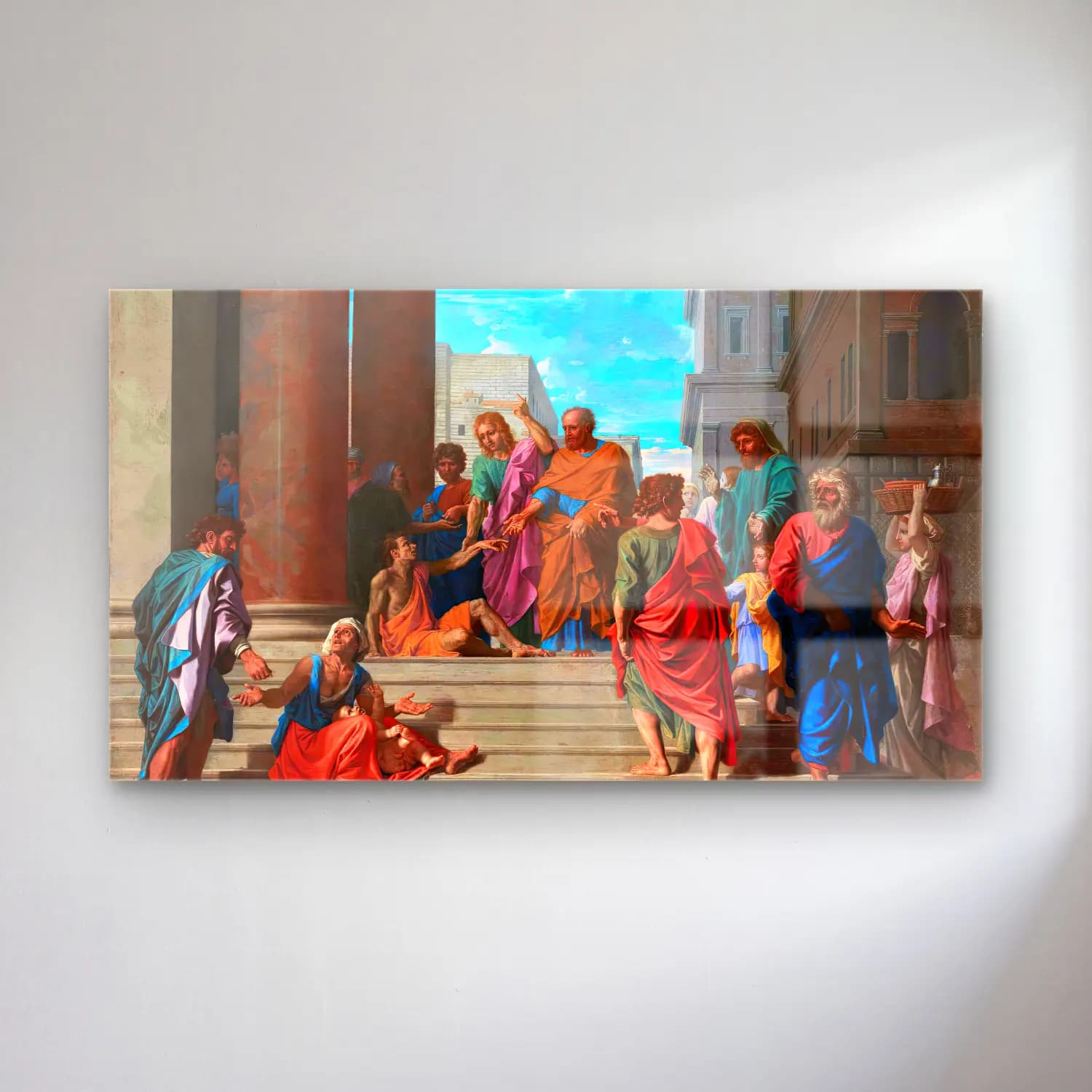 Nicolas Poussin – Sts Peter and John Healing the Lame Man cam tablo — Nicolas Poussin – Sts Peter and John Healing the Lame Man — yağlı boya dini sahne