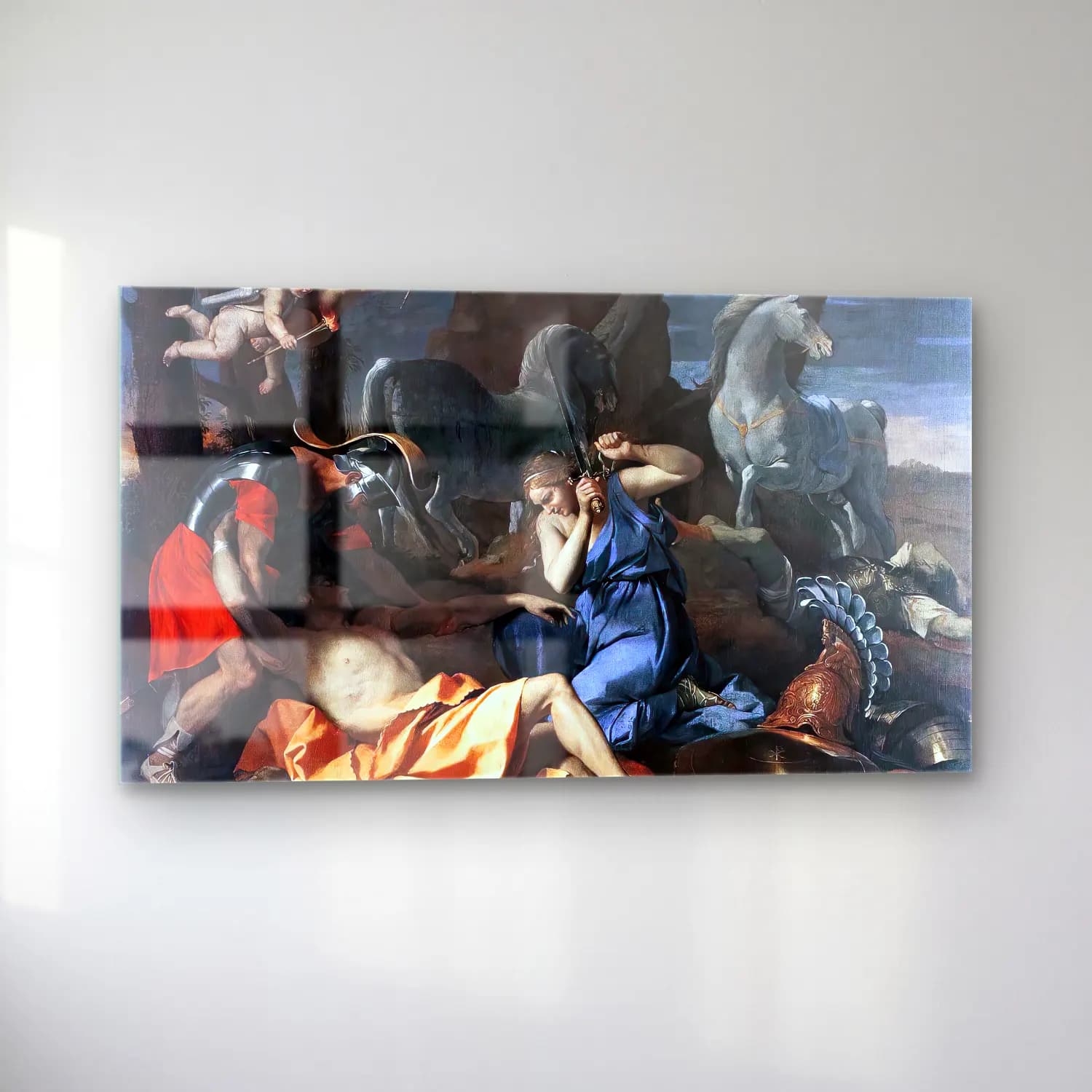 Nicolas Poussin – Tancred and Erminia cam tablo — sol açıdan görünüm