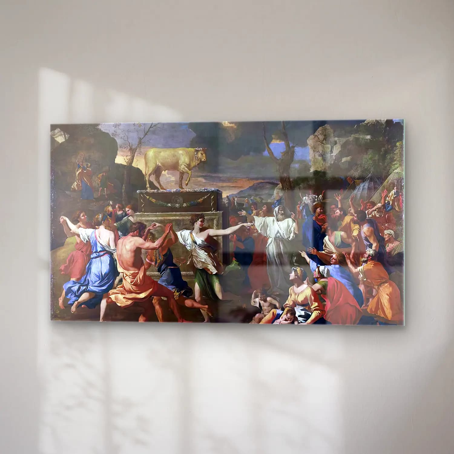 Nicolas Poussin – The Adoration of the Golden Calf cam tablo — sağ açıdan görünüm